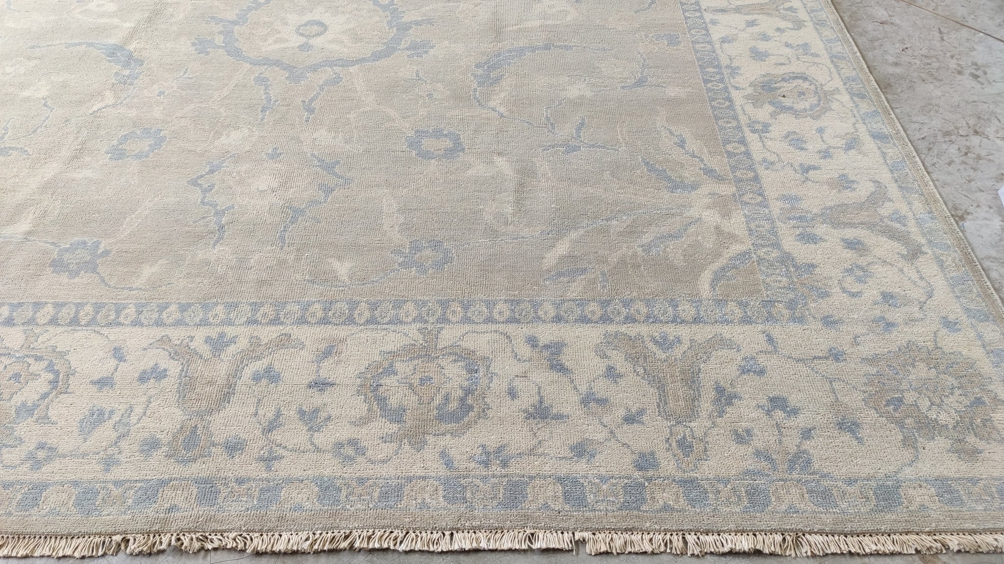 Fergie 8.3x11.3 Light Brown and Ivory Hand-Knotted Oushak Rug | Banana Manor Rug Company