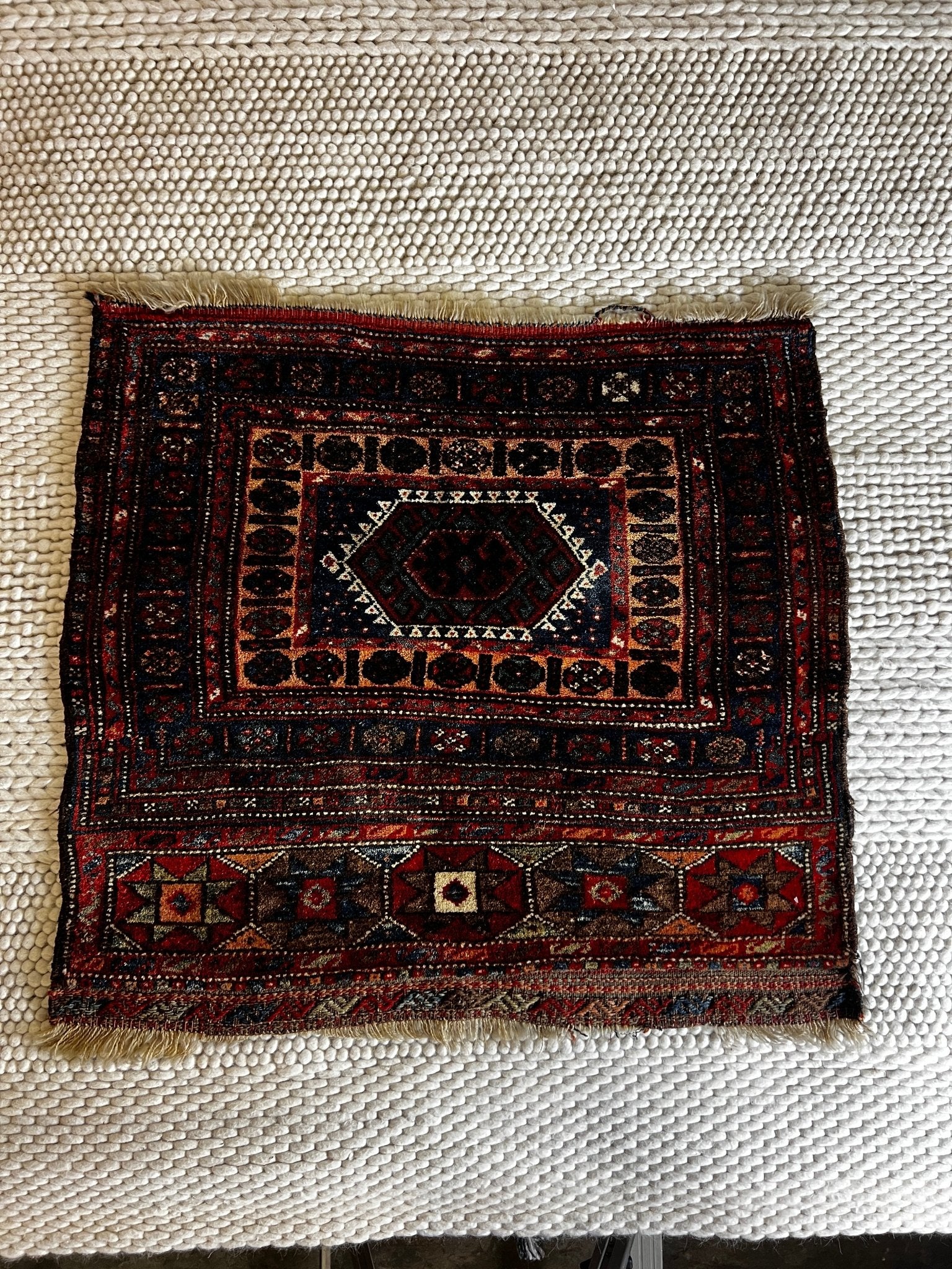 Fine Antique NW Persian 3.1x3.5 Camel Transport Bag Face | Banana Manor Rug Factory Outlet