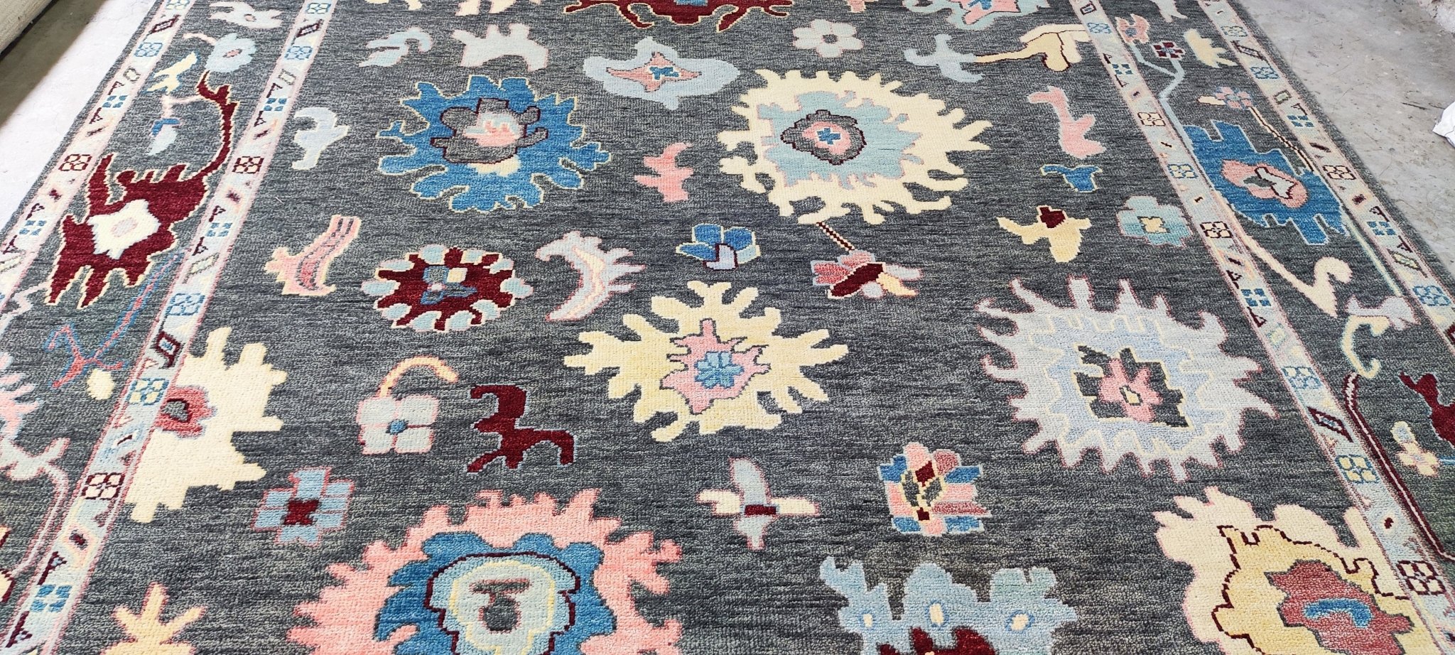 Florinda 9x12.3 Hand-Knotted Grey Oushak | Banana Manor Rug Factory Outlet