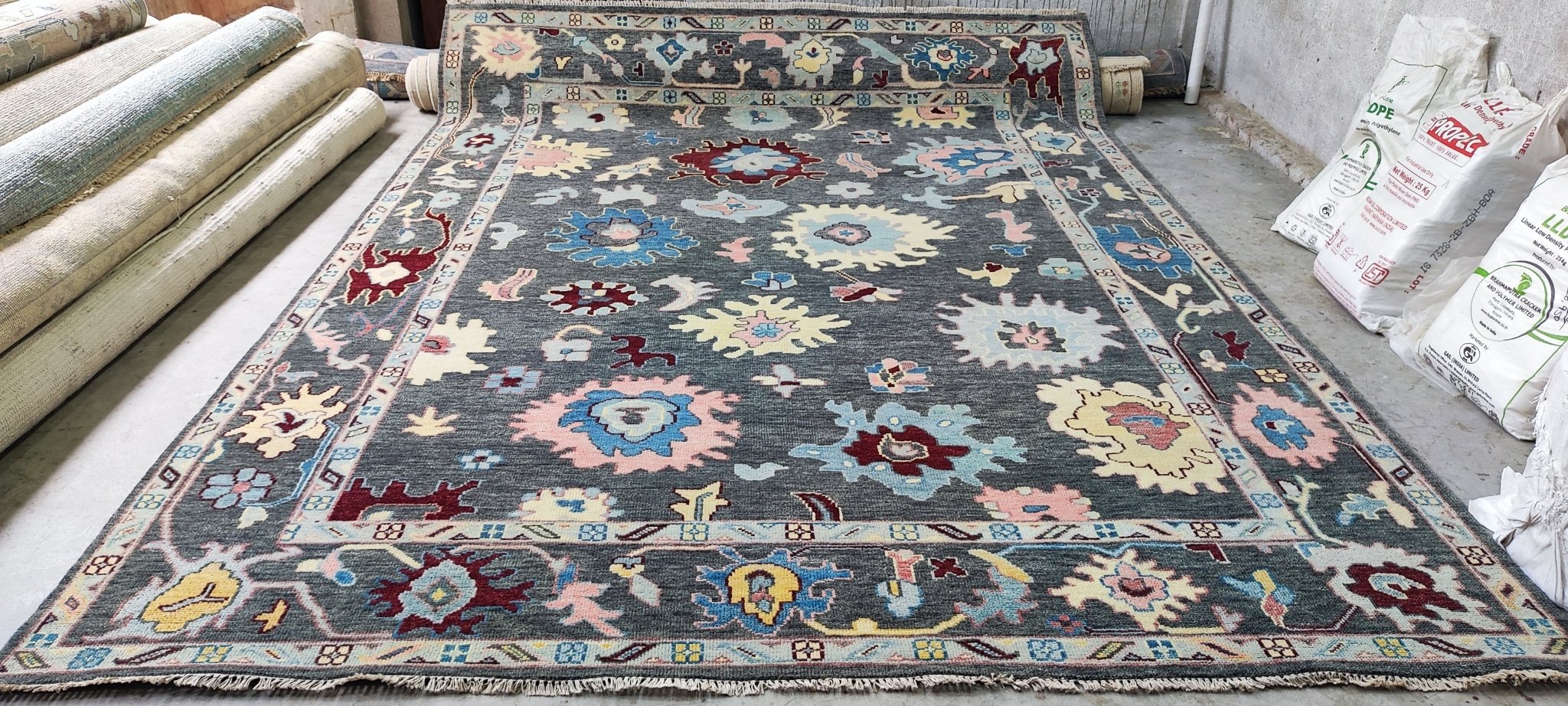 Florinda 9x12.3 Hand-Knotted Grey Oushak | Banana Manor Rug Factory Outlet