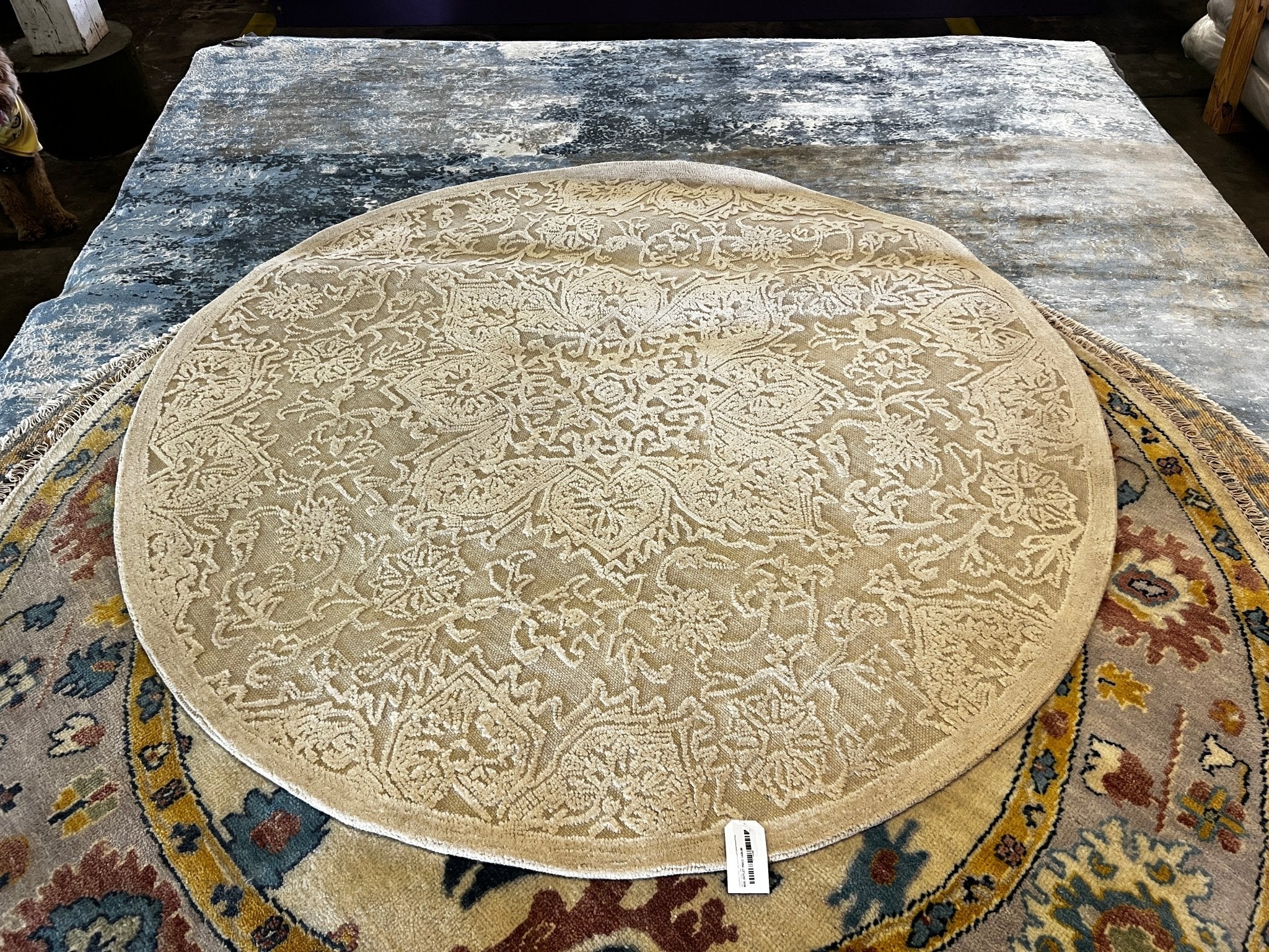 Forgotten Tonic 6x6 Ivory Round Hand-Tufted Round Rug | Banana Manor Rug Factory Outlet