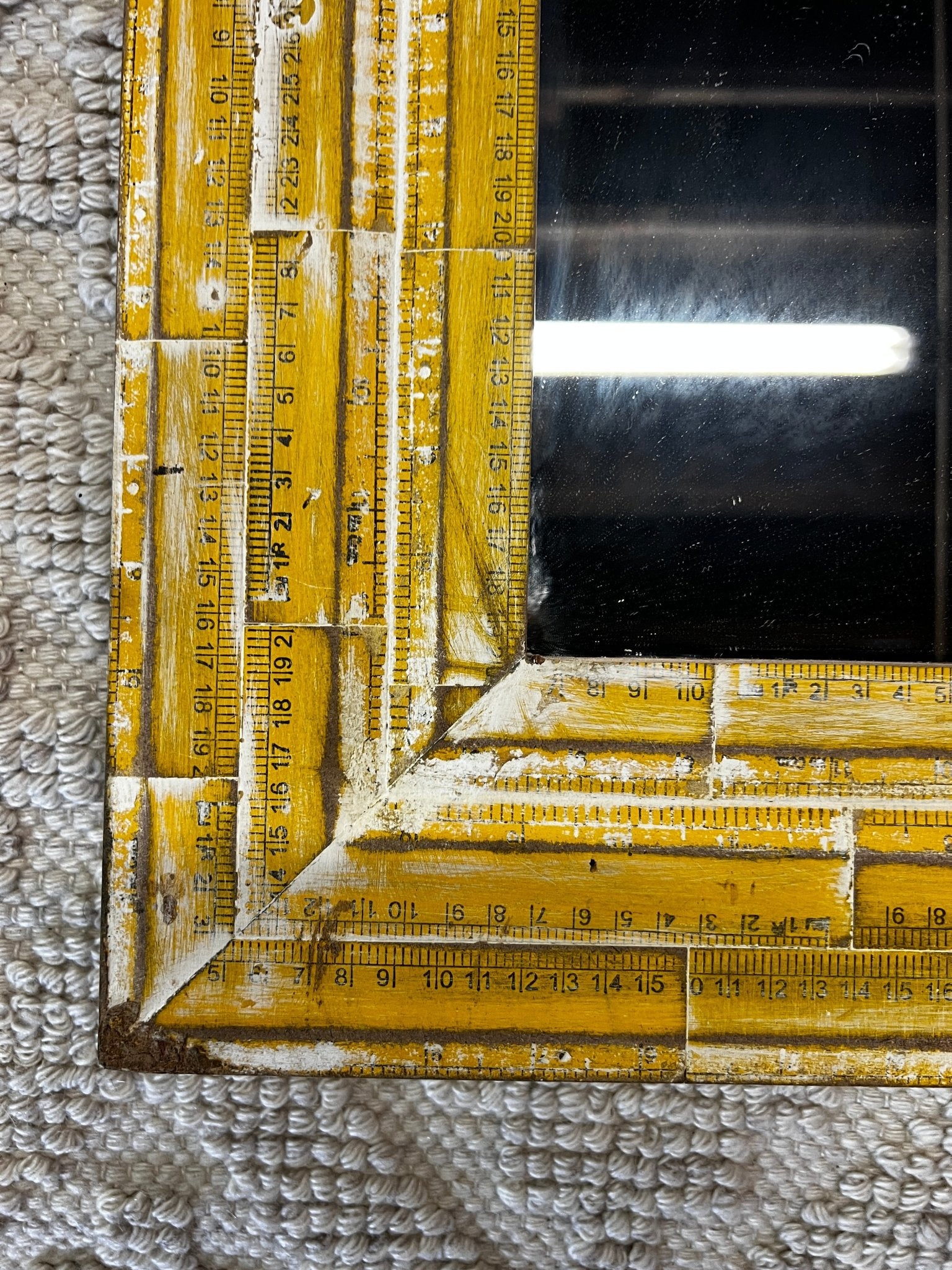 Found Wood Ruler Framed Wall Mirror 48"H x 24"W | Banana Manor Rug Company