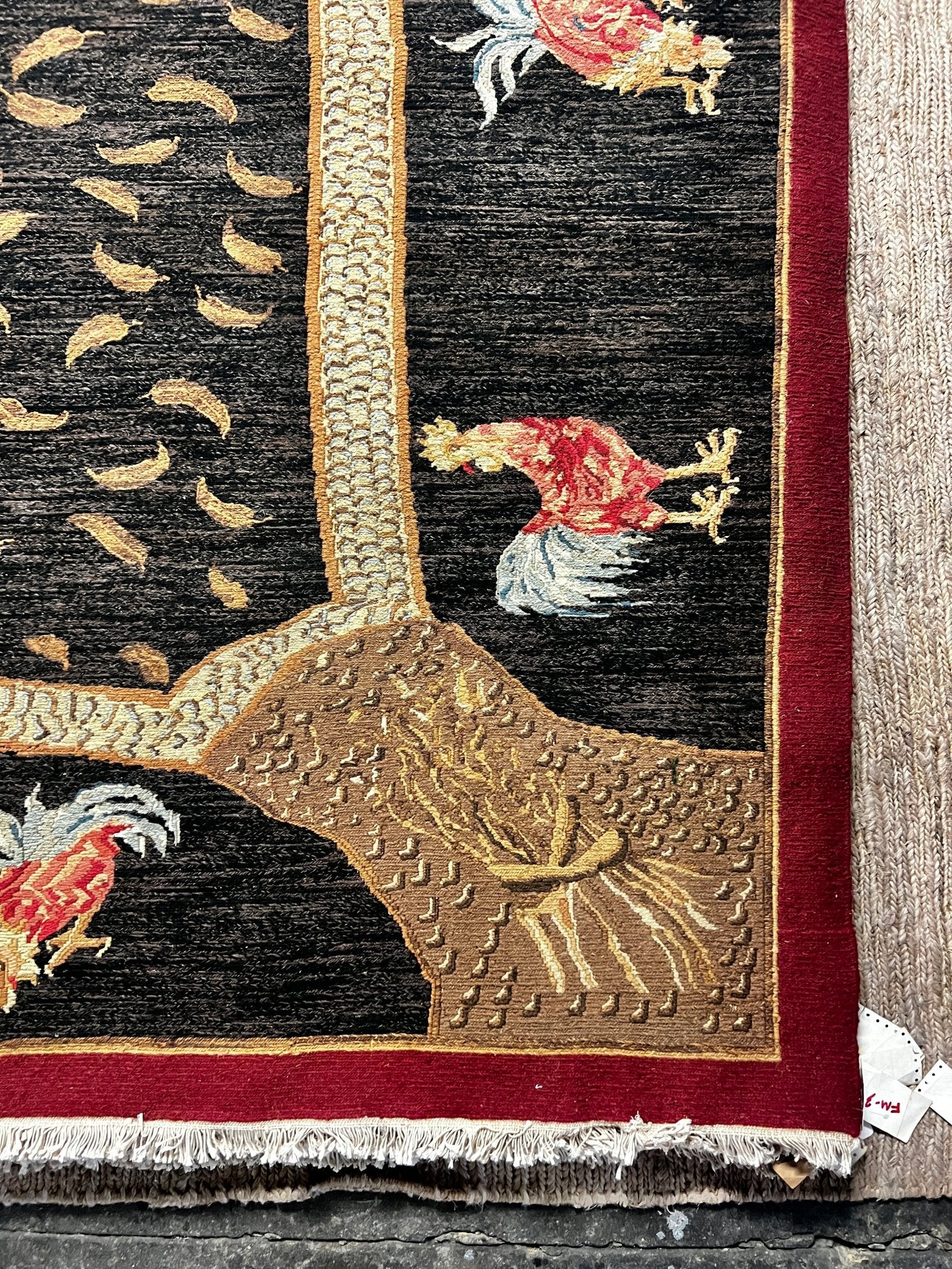 French Market Cock of the Rock Handwoven Soumak Rooster Rug (Multiple Sizes) | Banana Manor Rug Company