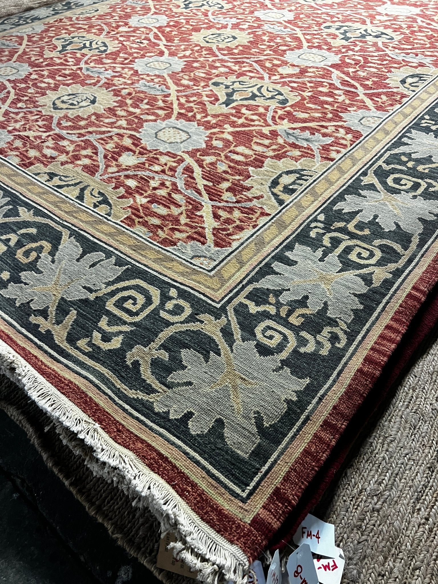 French Market Fanciful Red and Navy Handwoven Soumak Rug (Multiple Sizes) | Banana Manor Rug Company