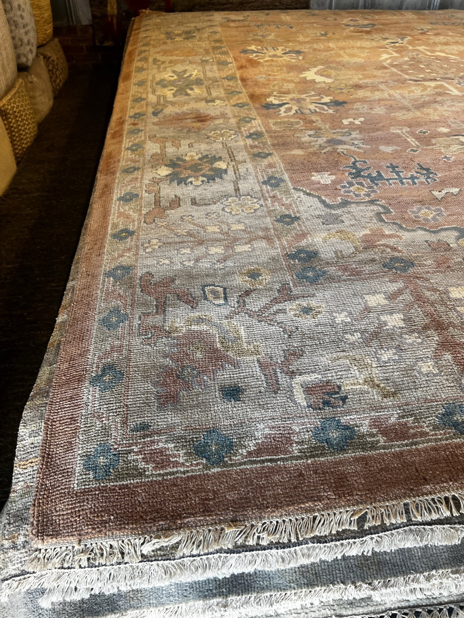 Gabriela 10x13.9 Hand-Knotted Rust & Beige Oushak | Banana Manor Rug Factory Outlet