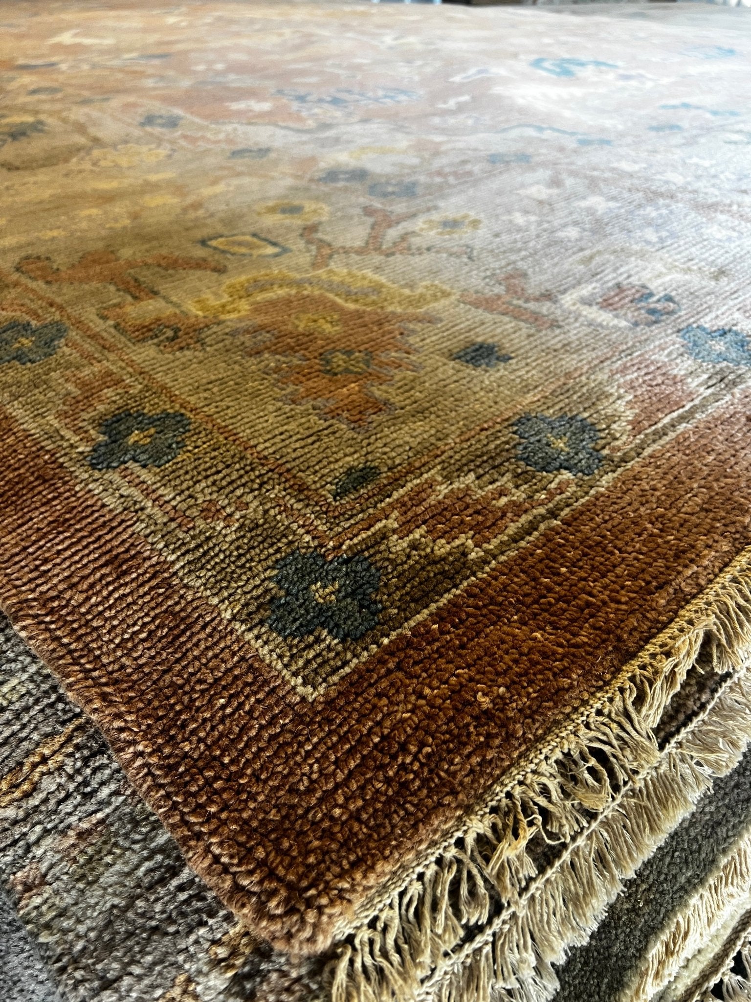 Gabriela 10x13.9 Hand-Knotted Rust & Beige Oushak | Banana Manor Rug Factory Outlet