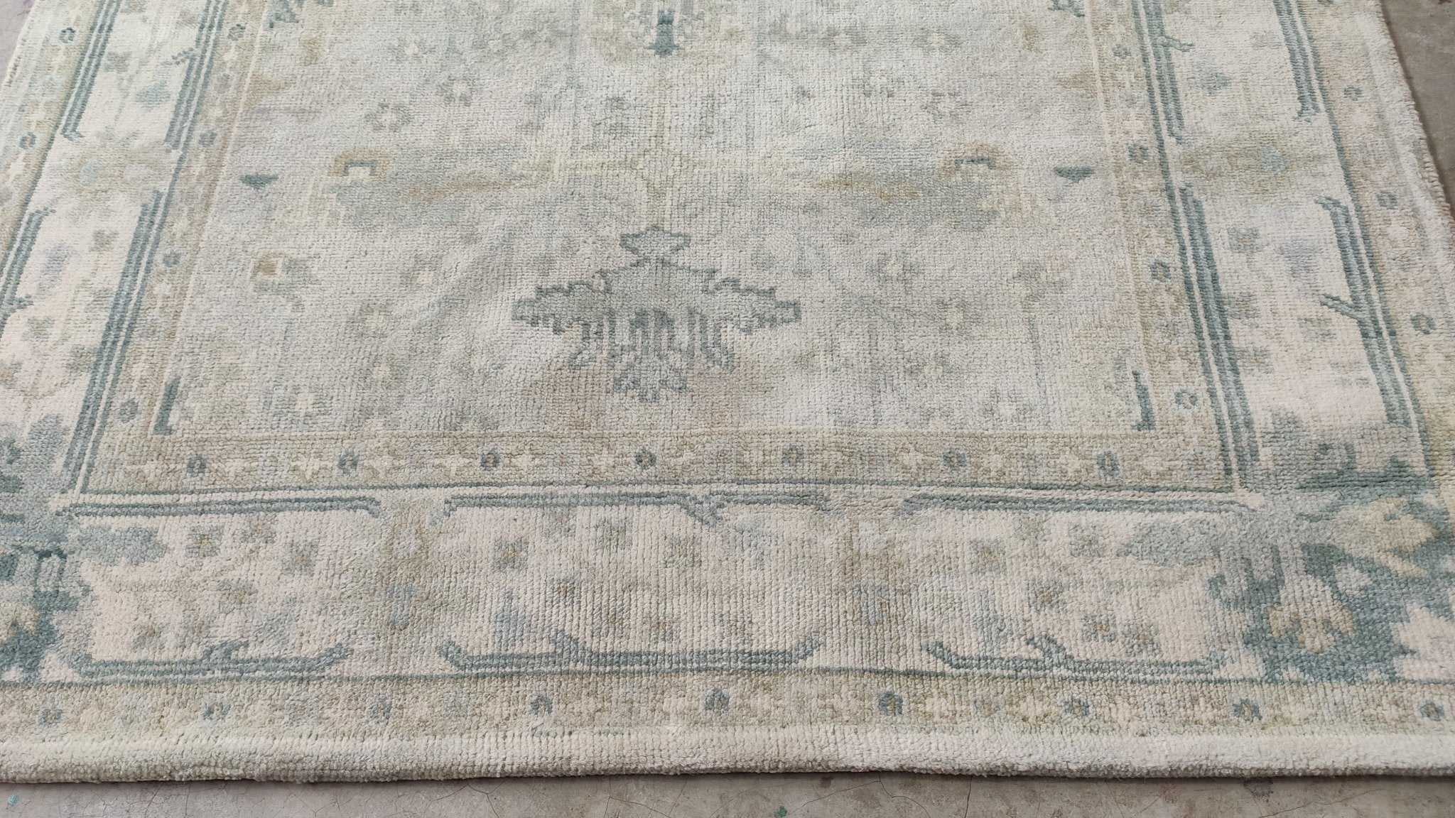 Gabrielle 5x8 Ivory and Grey Hand-Knotted Rug | Banana Manor Rug Company