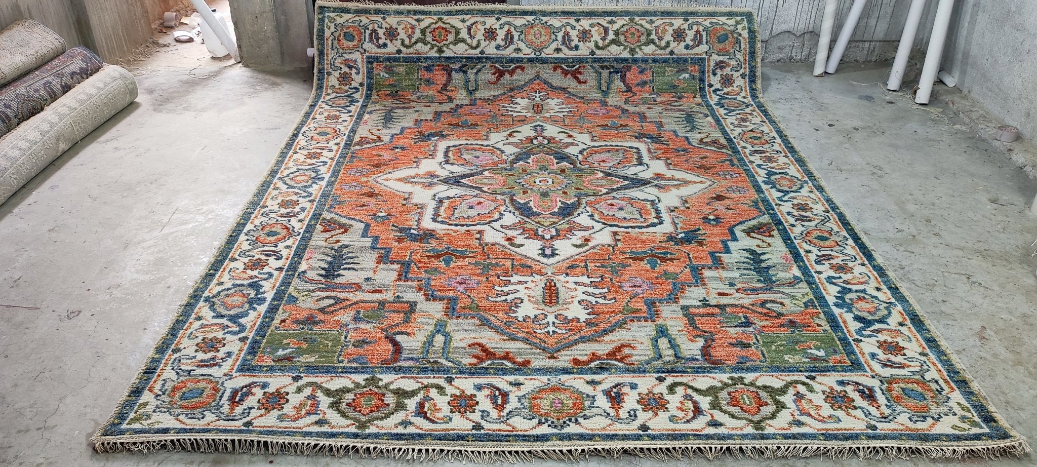 Gela Taylor Rust and Ivory Hand-Knotted Oriental Rug 8x10 | Banana Manor Rug Company