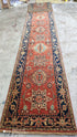 Gene Siskel 2.9x15.9 Rust and Blue Hand-Knotted Serapi Runner | Banana Manor Rug Company