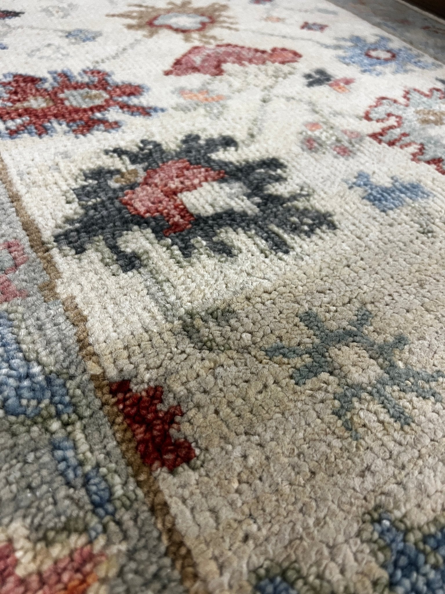 Georgina 2.6x12 Hand-Knotted Ivory & Grey Oushak Runner | Banana Manor Rug Factory Outlet