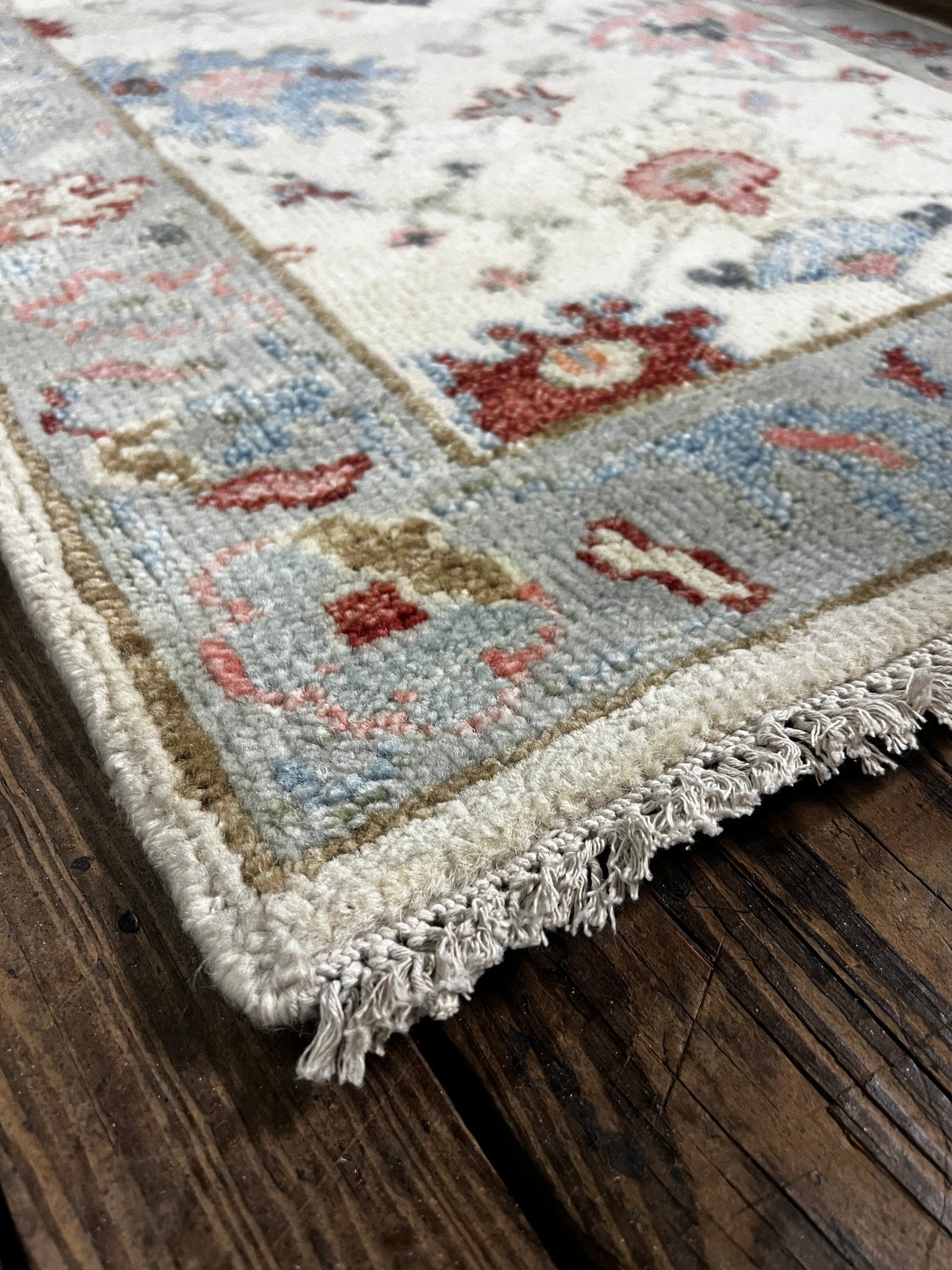 Georgina 2.6x12 Hand-Knotted Ivory & Grey Oushak Runner | Banana Manor Rug Factory Outlet