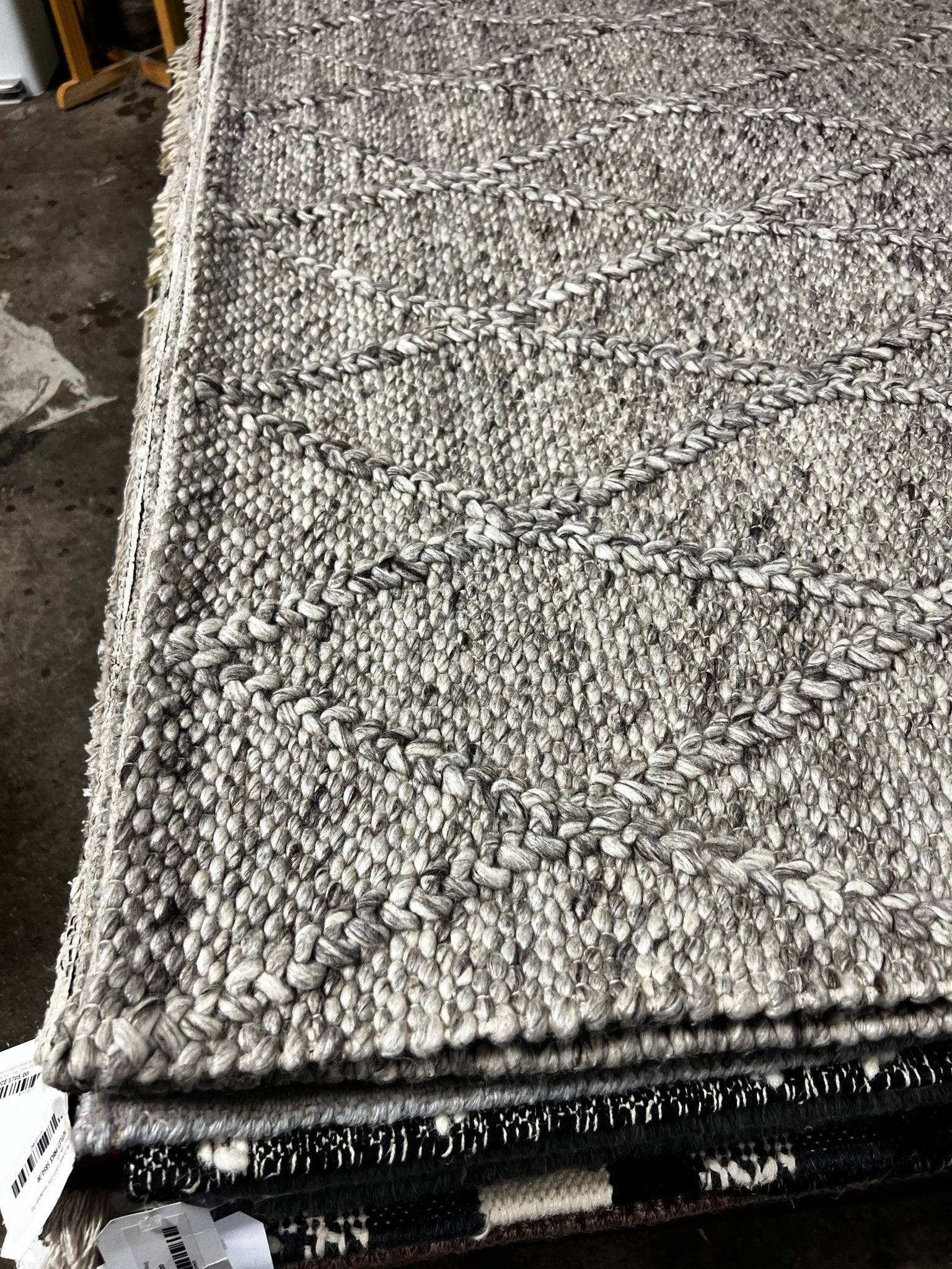 Gerri 6.6x9.3 Handwoven Wool Durrie Natural/Grey Geometrical | Banana Manor Rug Factory Outlet