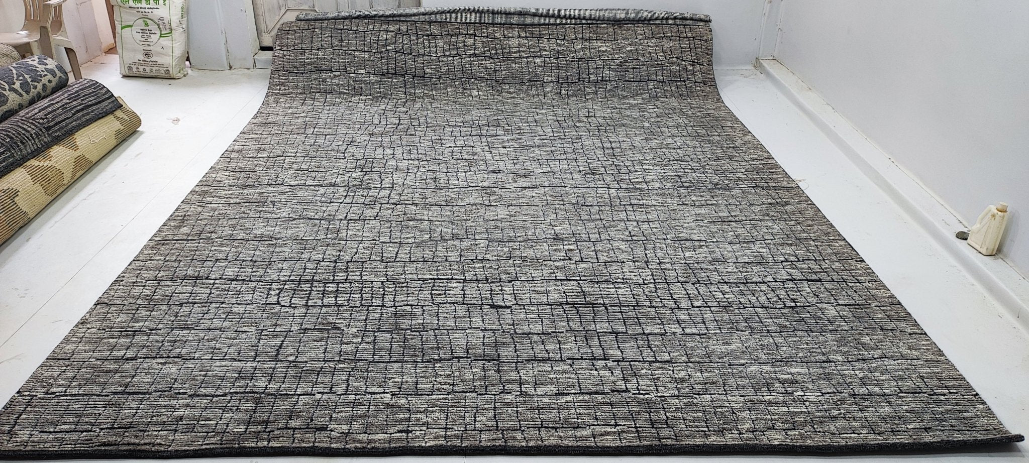 Gerry 9.3x12 Hand-Knotted Dark Grey & Grey High Low | Banana Manor Rug Factory Outlet