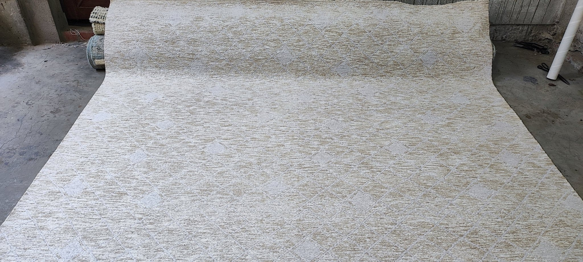 Gia 7.9x9.6 Beige & Ivory Abstract Oushak | Banana Manor Rug Factory Outlet