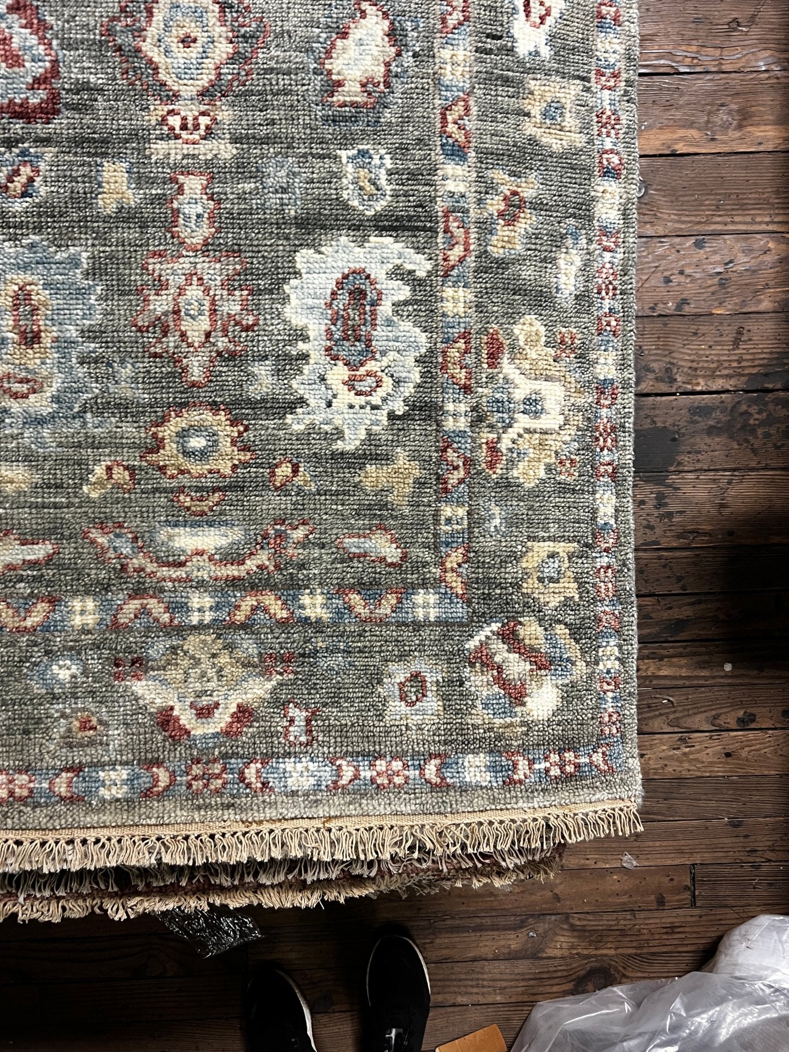 GiGi 3x14 Grey Hand-Knotted Oushak Runner | Banana Manor Rug Company