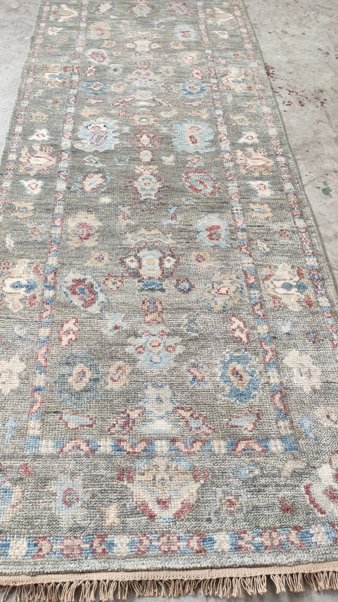 GiGi 3x14 Grey Hand-Knotted Oushak Runner | Banana Manor Rug Company