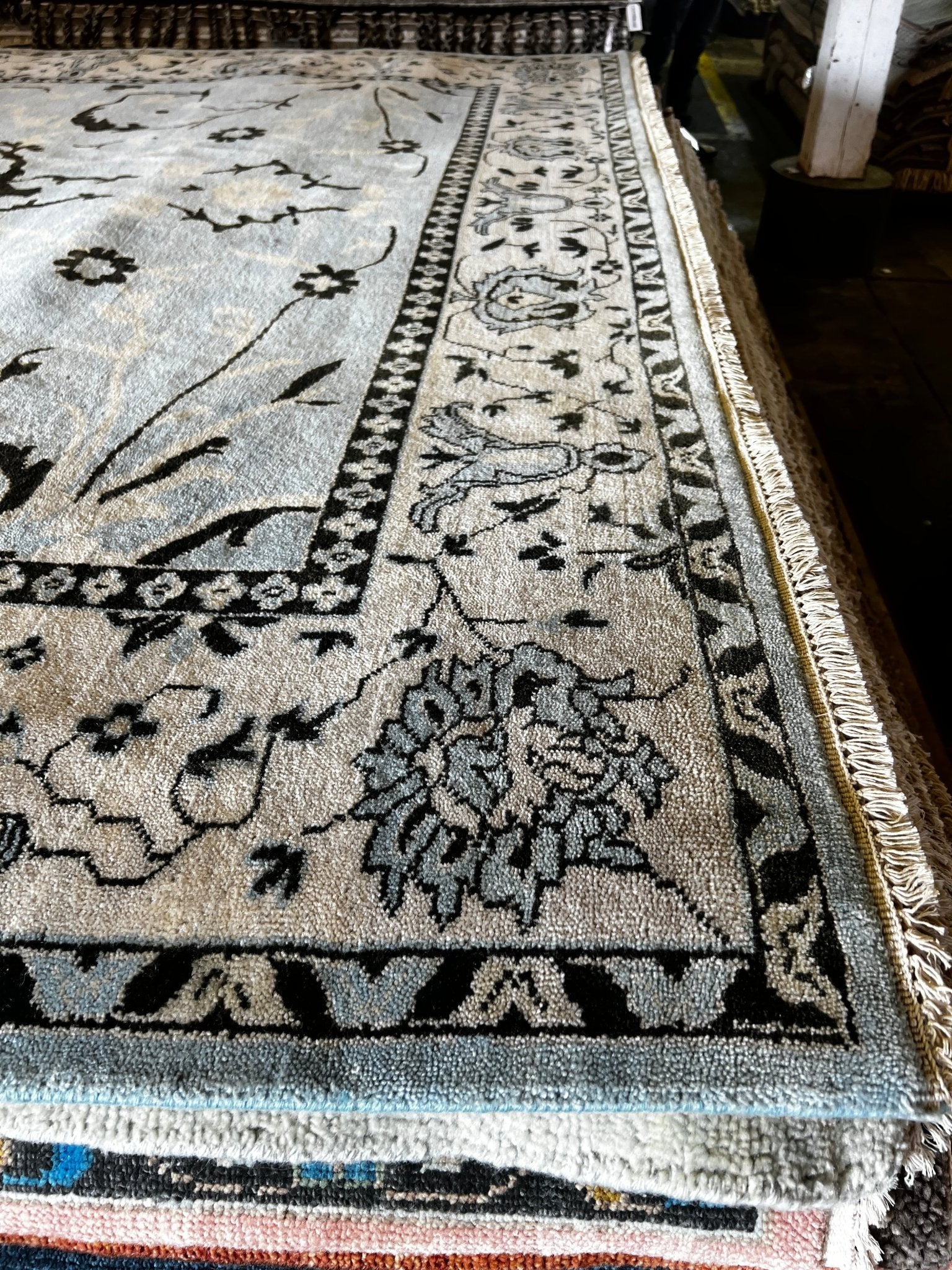 Gila 9x12 Hand-Knotted Light Blue & Beige Oushak | Banana Manor Rug Factory Outlet