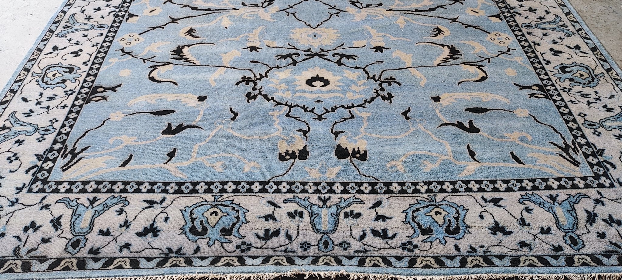 Gila 9x12 Hand-Knotted Light Blue & Beige Oushak | Banana Manor Rug Factory Outlet