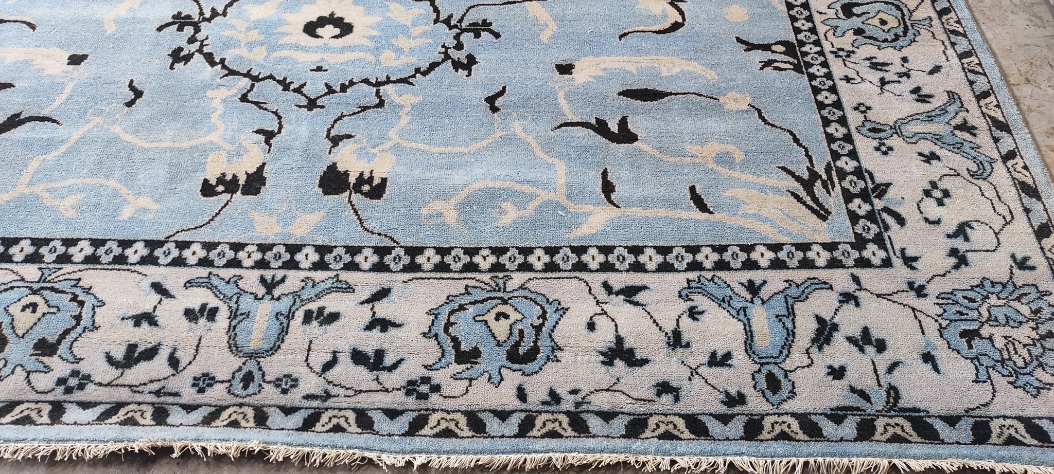 Gila 9x12 Hand-Knotted Light Blue & Beige Oushak | Banana Manor Rug Factory Outlet