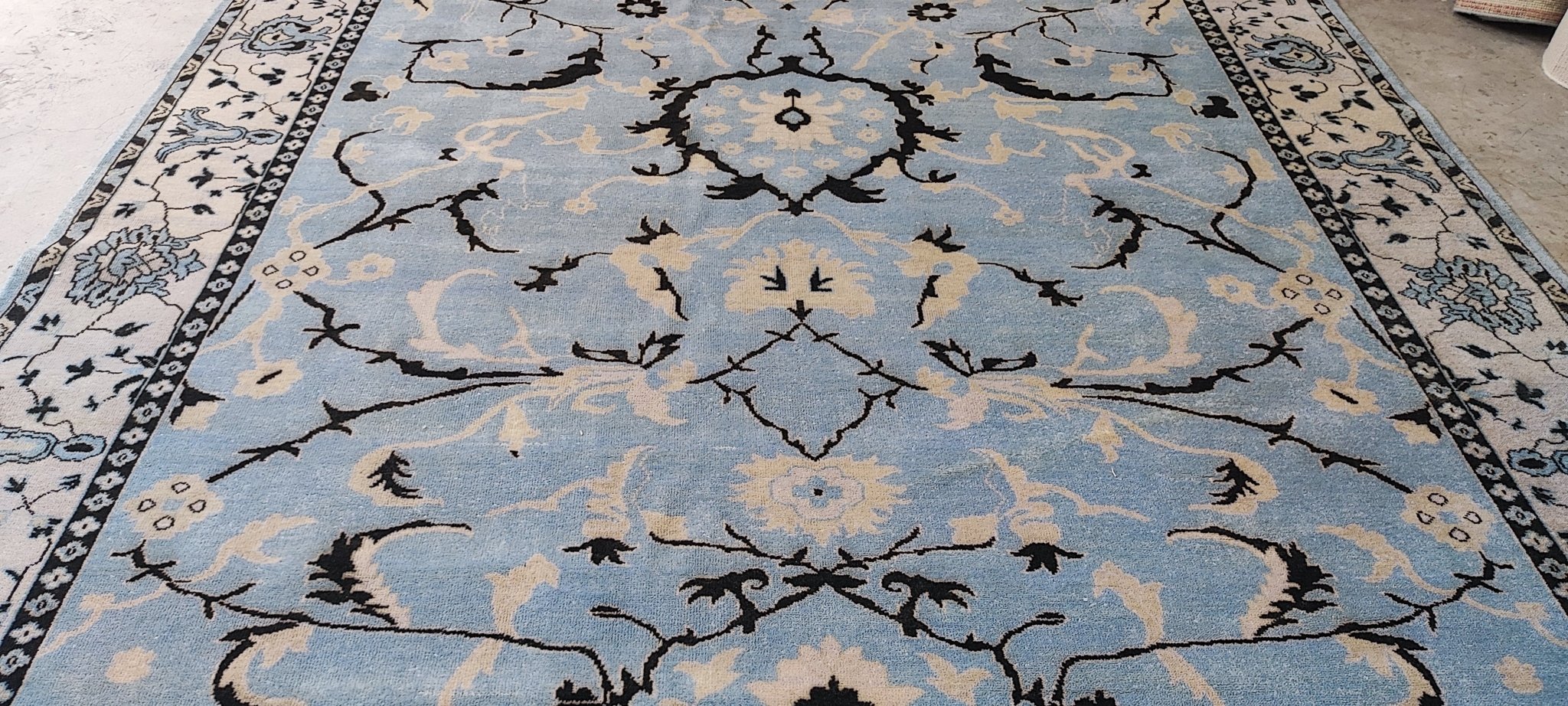 Gila 9x12 Hand-Knotted Light Blue & Beige Oushak | Banana Manor Rug Factory Outlet