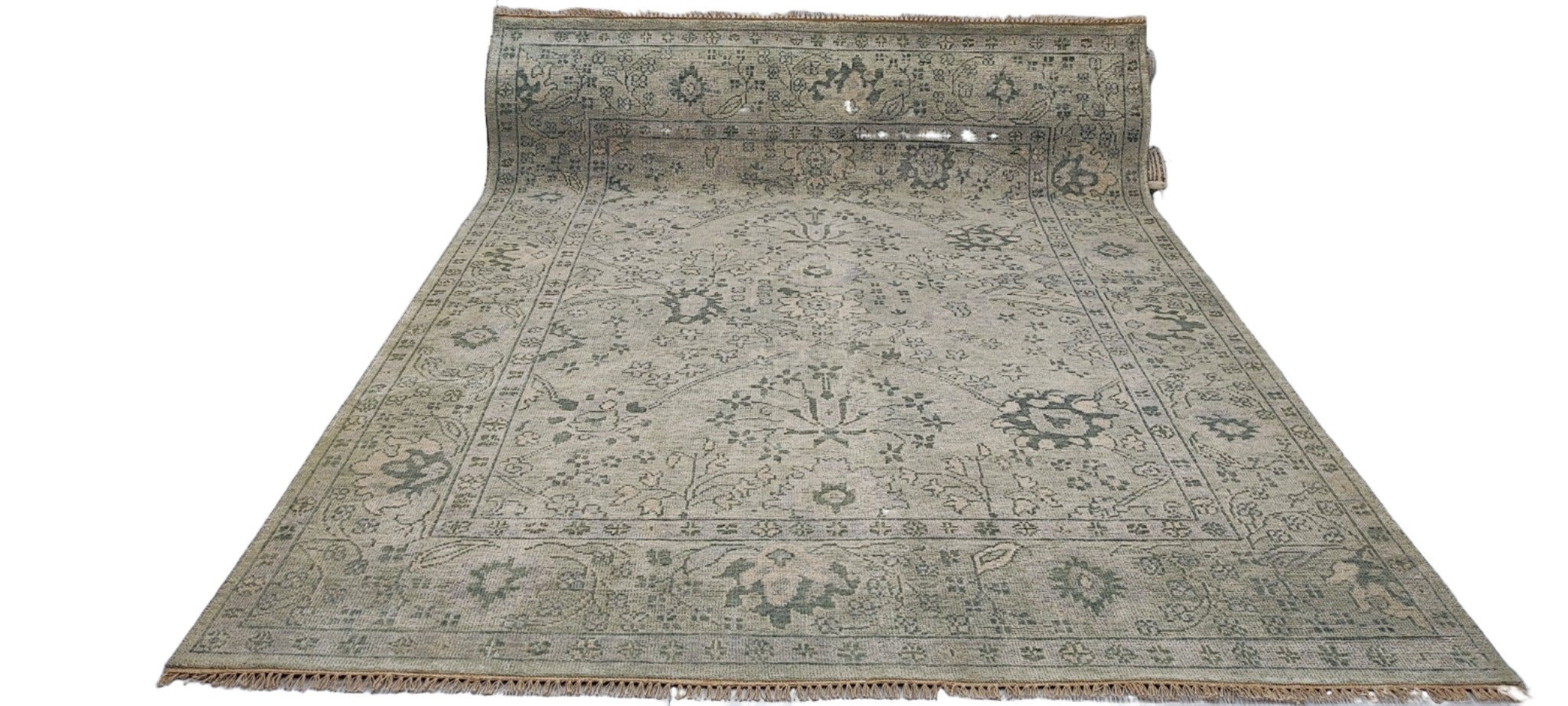 Gina Von Amberg 8x10.3 Hand-Knotted Light Green Oushak | Banana Manor Rug Factory Outlet