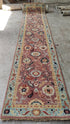 Ginger 2.9x12.6 Pink and Blue Hand-Knotted Oushak Runner | Banana Manor Rug Factory Outlet