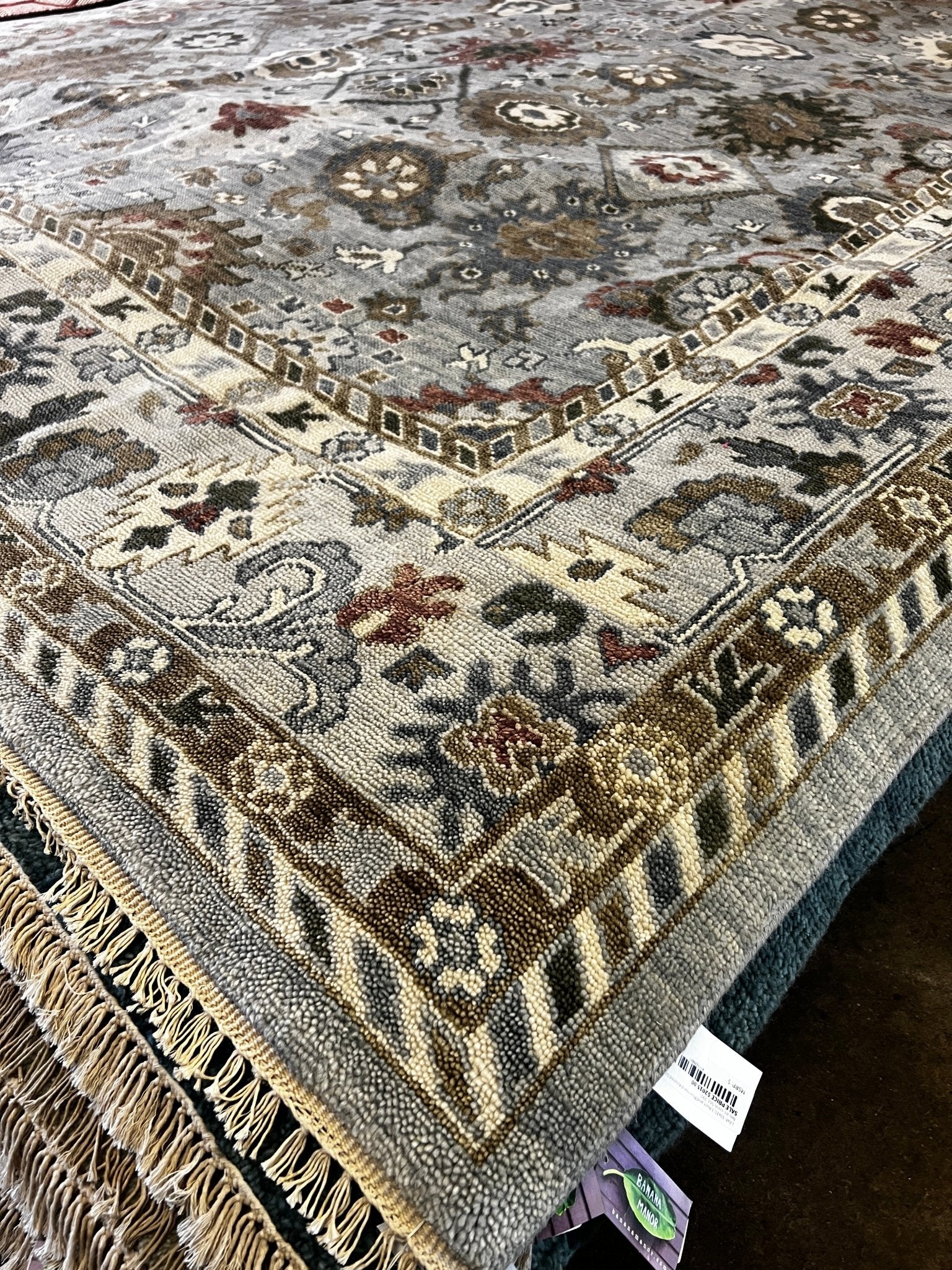 Ginger Fox 10x14 Light Blue, Green, and Grey Hand-Knotted Oushak Rug | Banana Manor Rug Company