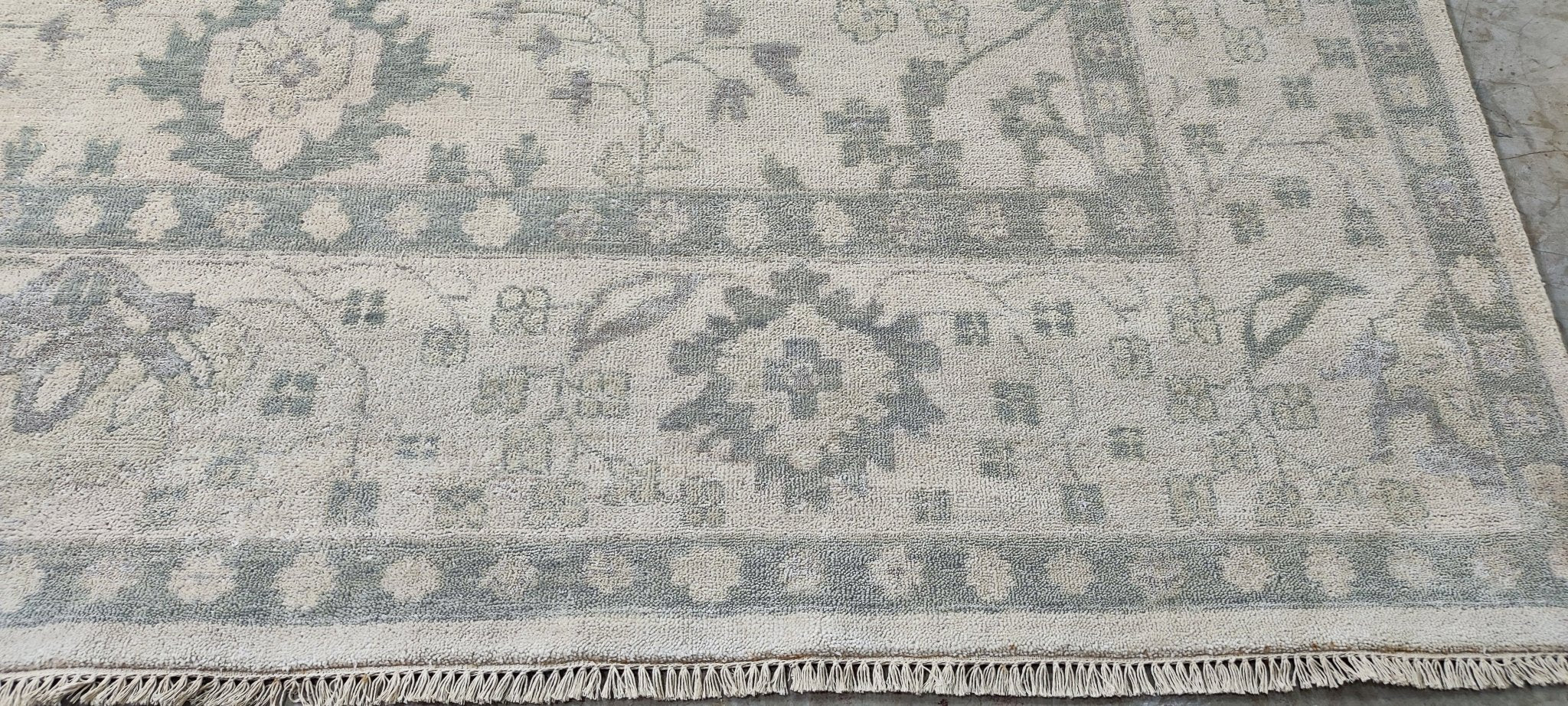 Giustina 9x12 Ivory on Ivory Oushak | Banana Manor Rug Factory Outlet