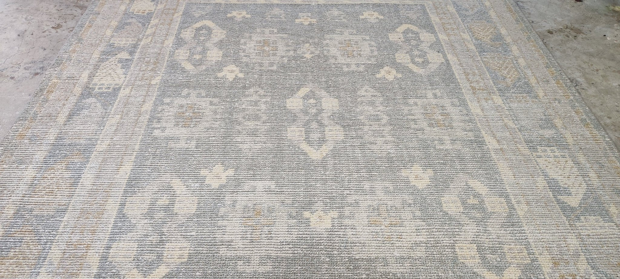 Gladys 8x9.9 Hand Knotted Silver & Grey Oushak | Banana Manor Rug Factory Outlet