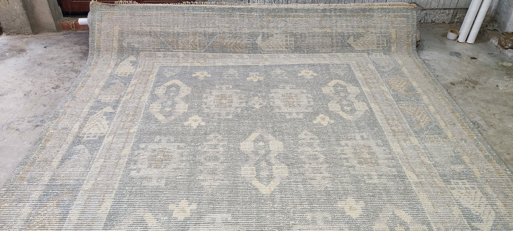 Gladys 8x9.9 Hand Knotted Silver & Grey Oushak | Banana Manor Rug Factory Outlet