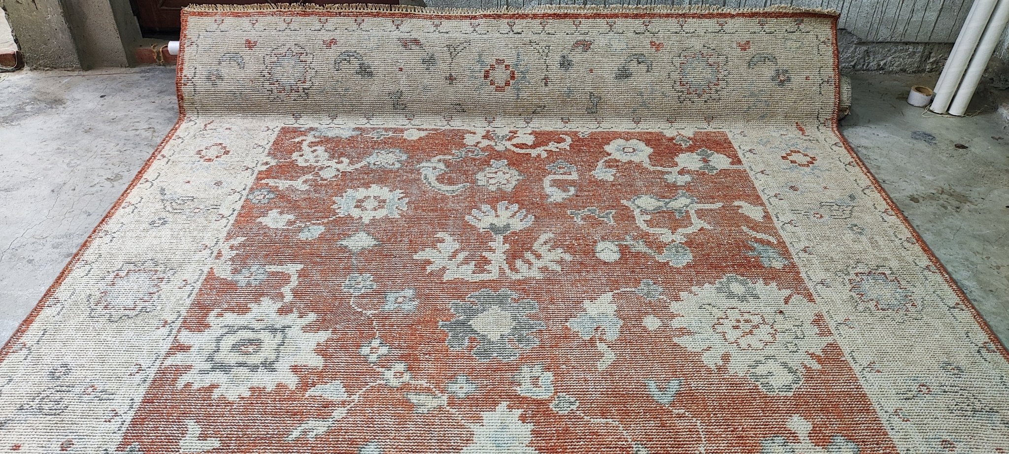 Gloria 8x9.9 Hand Knotted Rust & Beige Oushak | Banana Manor Rug Factory Outlet