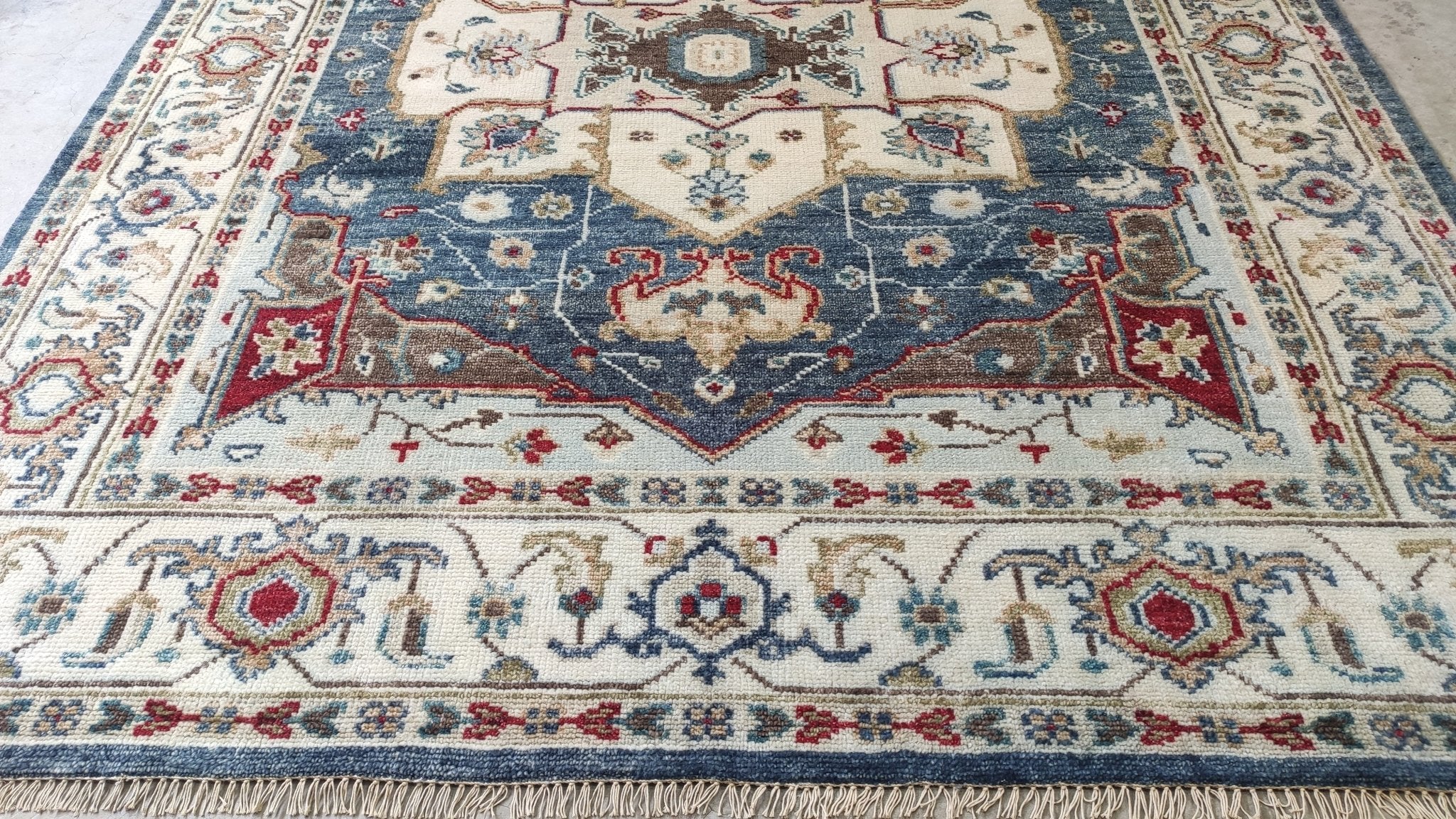 Gracie 8.3x10 Blue and White Hand-Knotted Oushak Rug | Banana Manor Rug Company