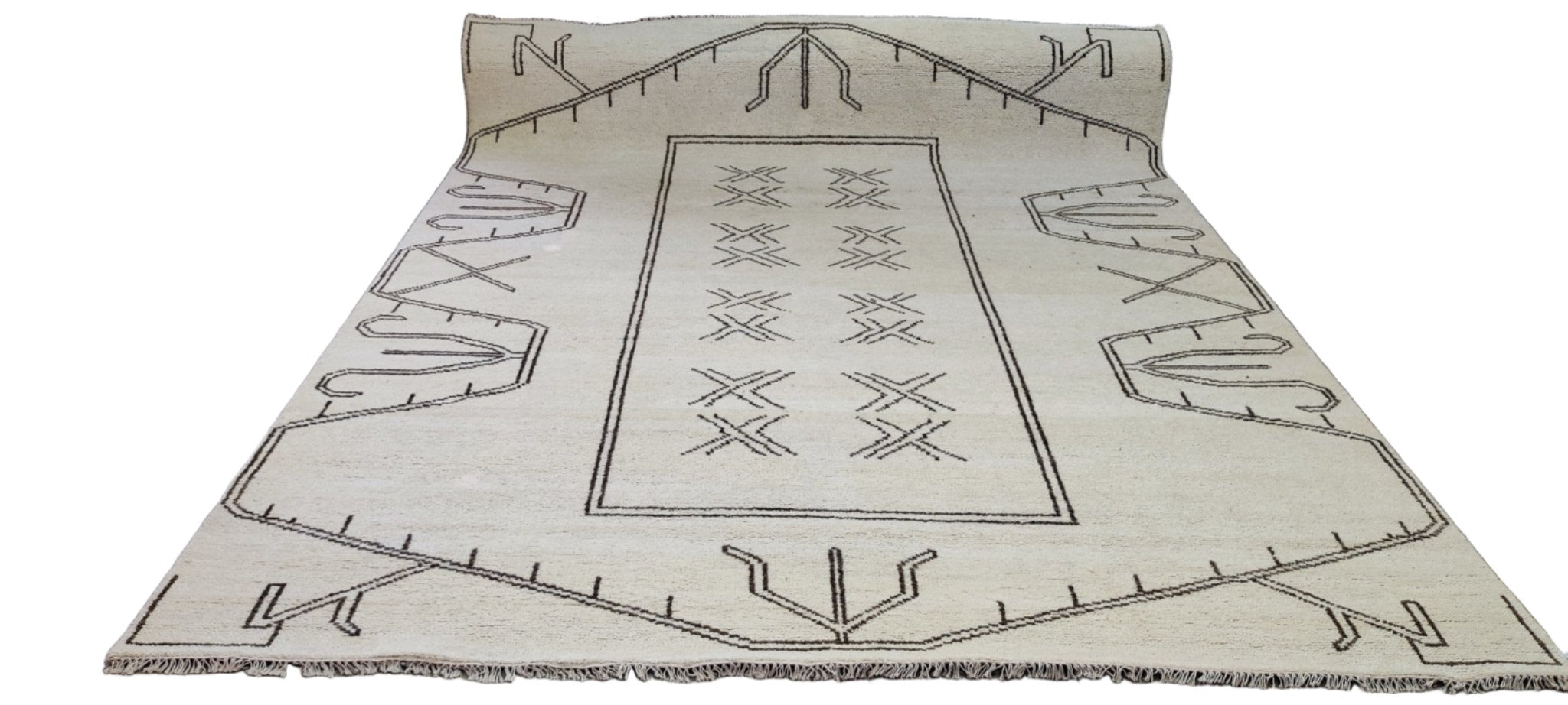 Graham Kennedy Hand-Knotted Ikat Rug Ivory 8x10 | Banana Manor Rug Company