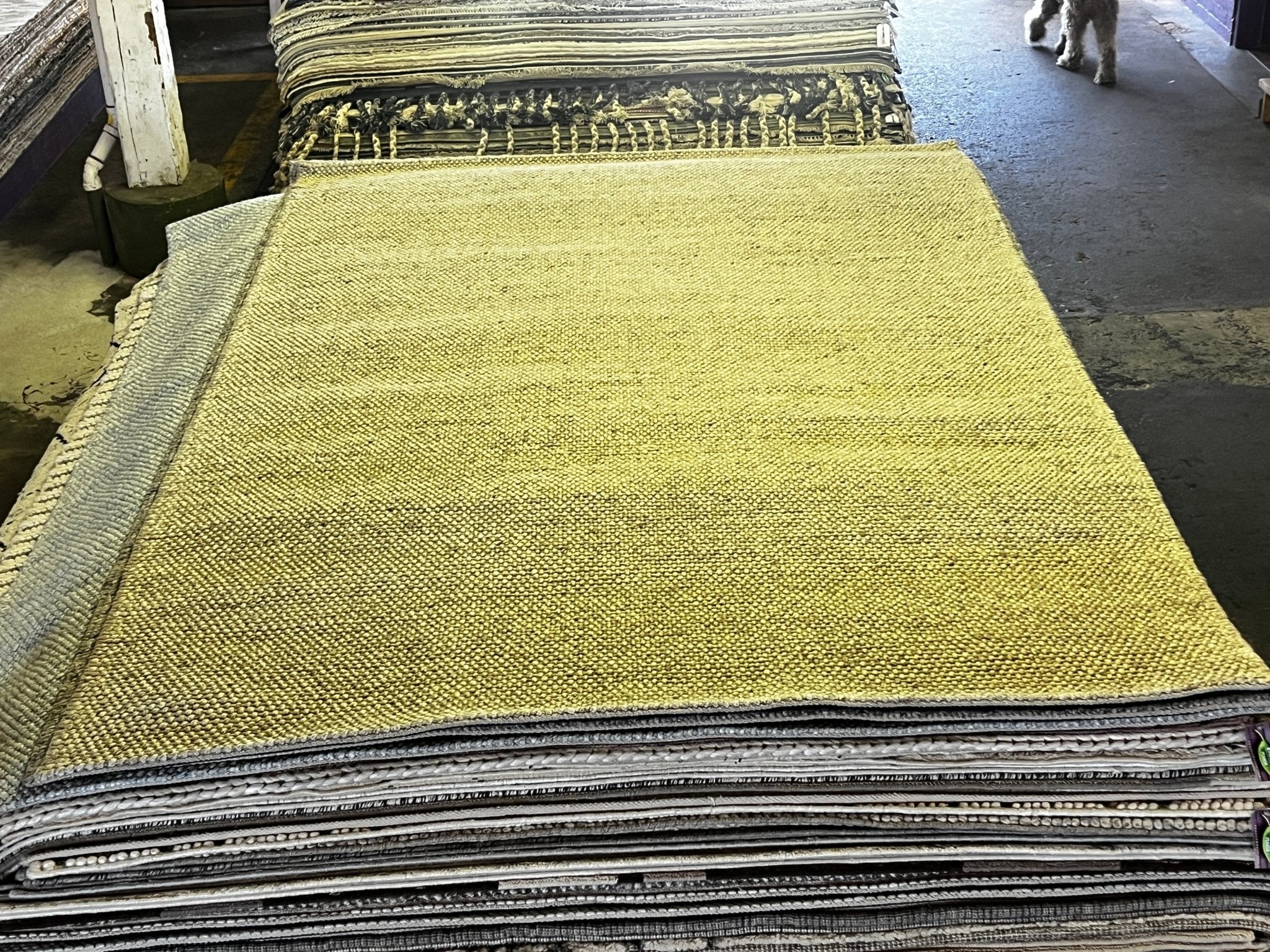 Greg 6.3x9.3 Handwoven Wool Durrie Natural Textured | Banana Manor Rug Factory Outlet