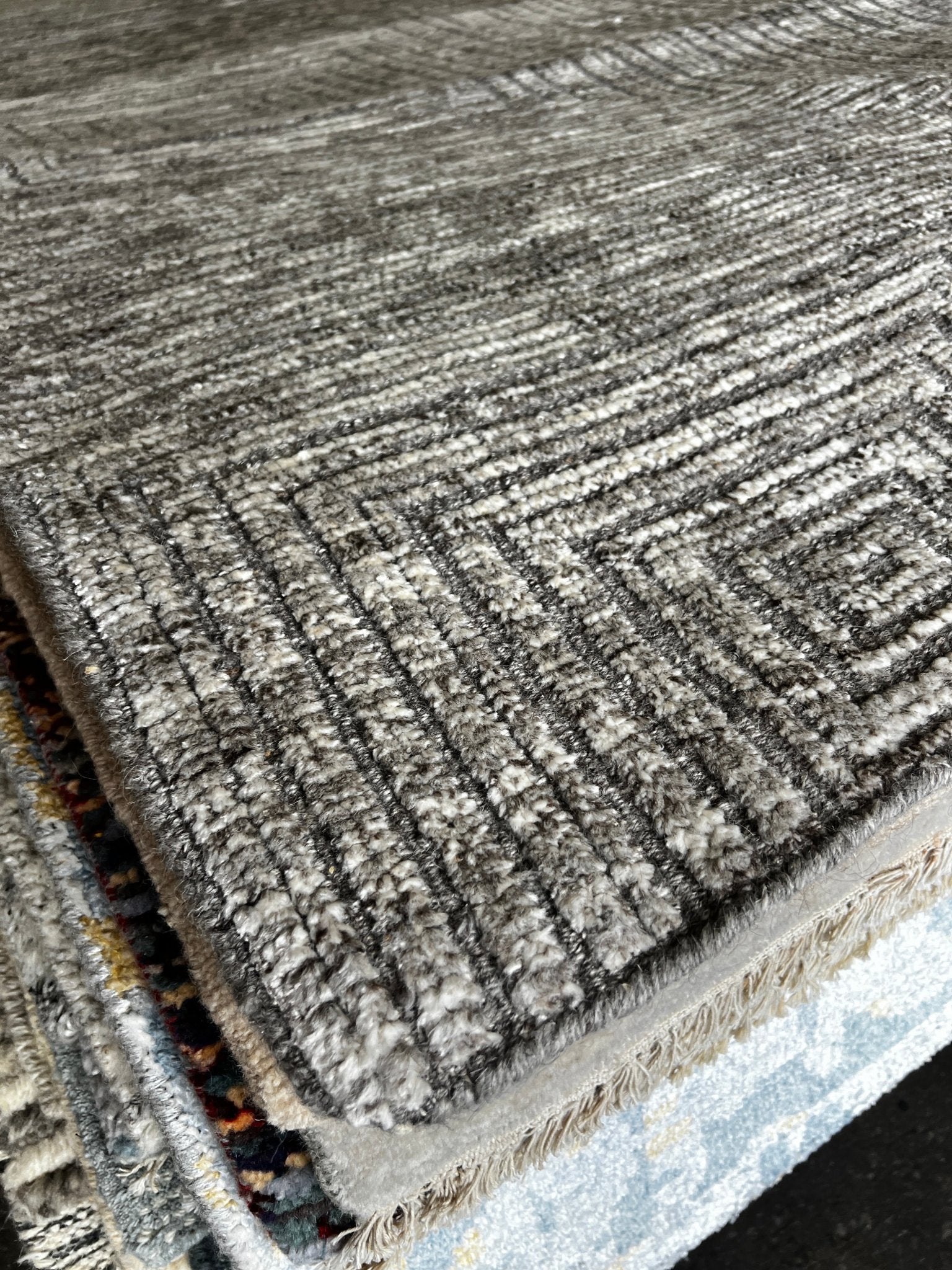 Gregory Hines 8.3x10 Hand-Knotted Modern Rug Natural and Grey High-Low | Banana Manor Rug Factory Outlet