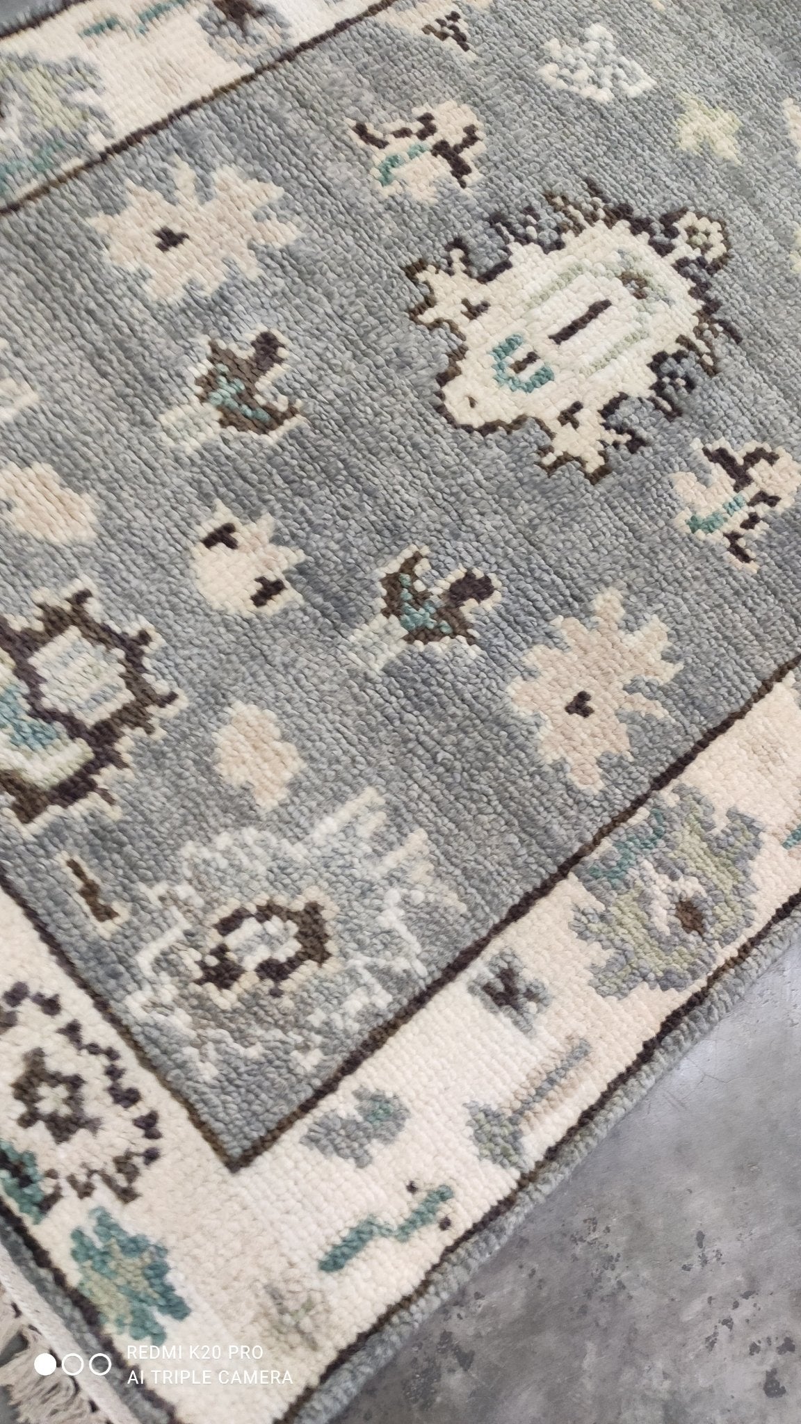 Gretchen 2.9x11.9 Hand-Knotted Grey and White Oushak Runner | Banana Manor Rug Company