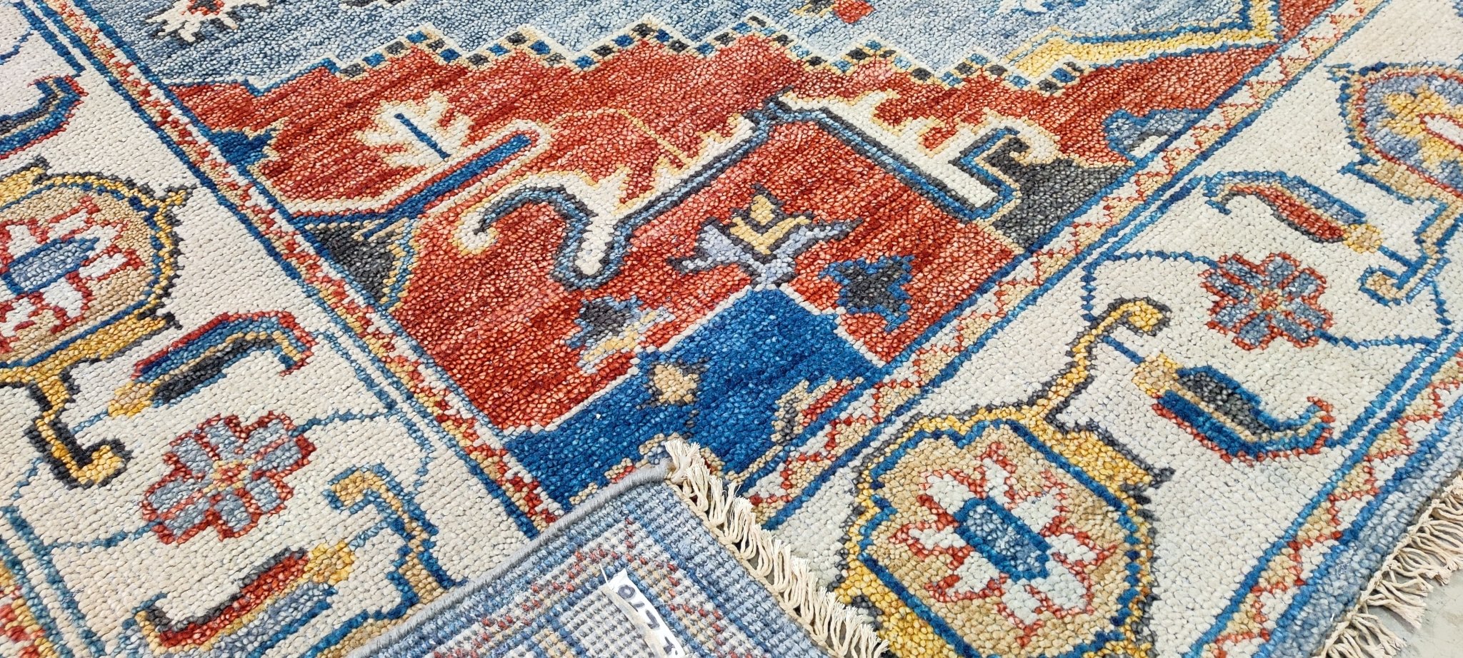 Gulla Jonsdottir Blue and Beige Hand-Knotted Oriental Rug 8x10 | Banana Manor Rug Company