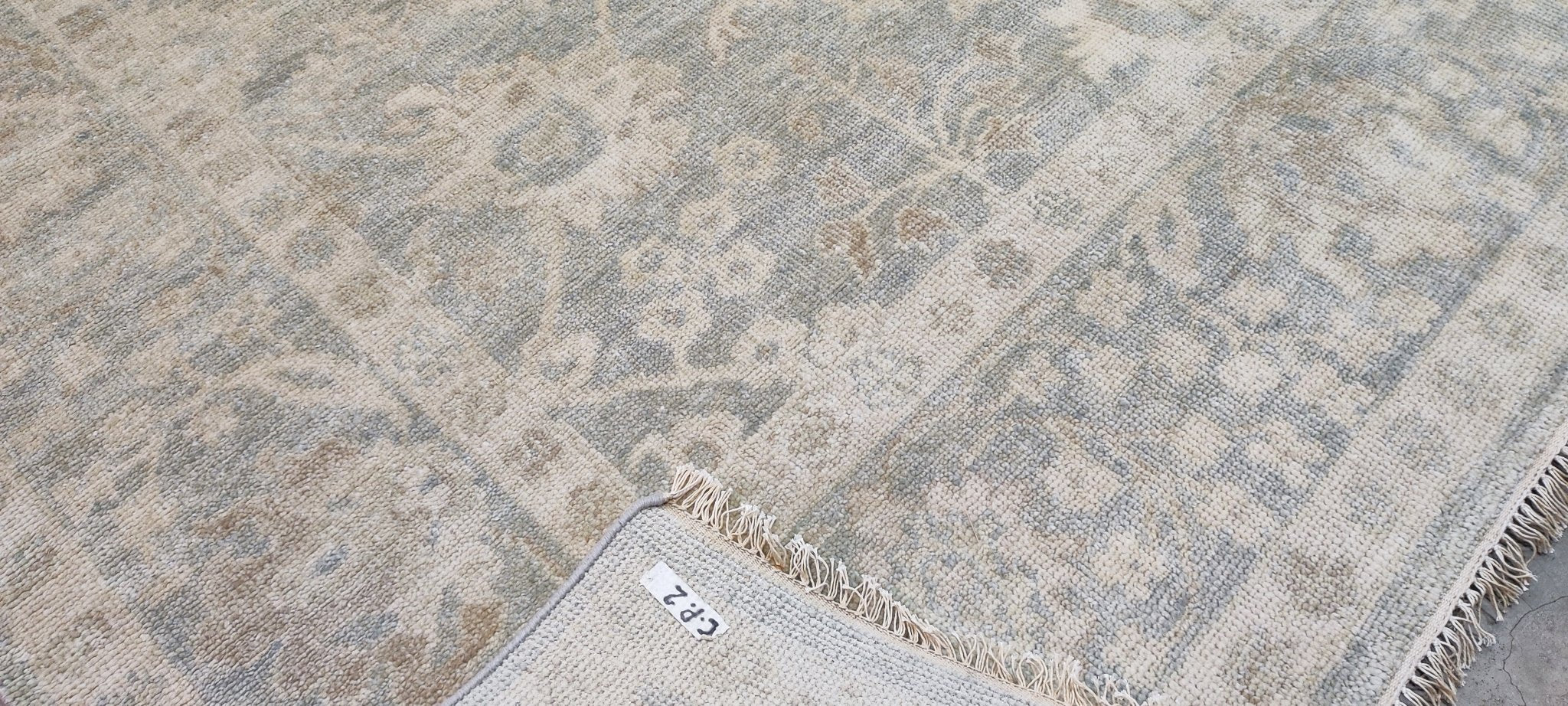 Hadiya O'Hara Aqua Hand-Knotted Oushak Rug 8x10 | Banana Manor Rug Company