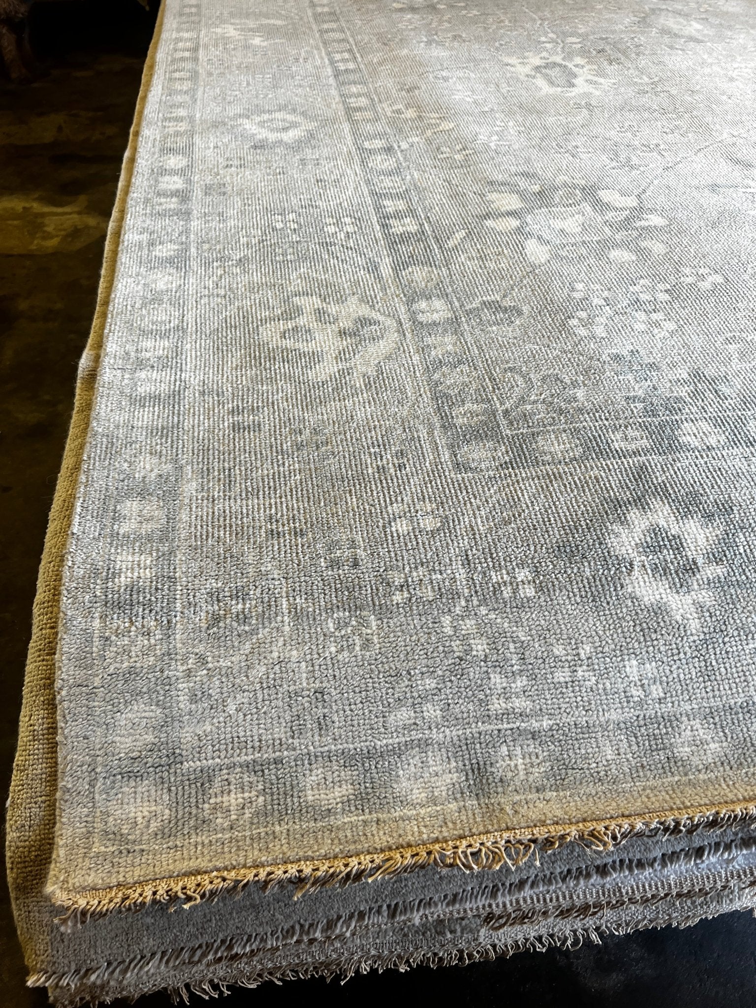 Haley O'Hara 9x11.9 Tan Hand-Knotted Oushak Rug | Banana Manor Rug Factory Outlet