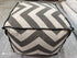 Handwoven Gray and Ivory Chevron Patterned Cotton Pouffe | Banana Manor Rug Company
