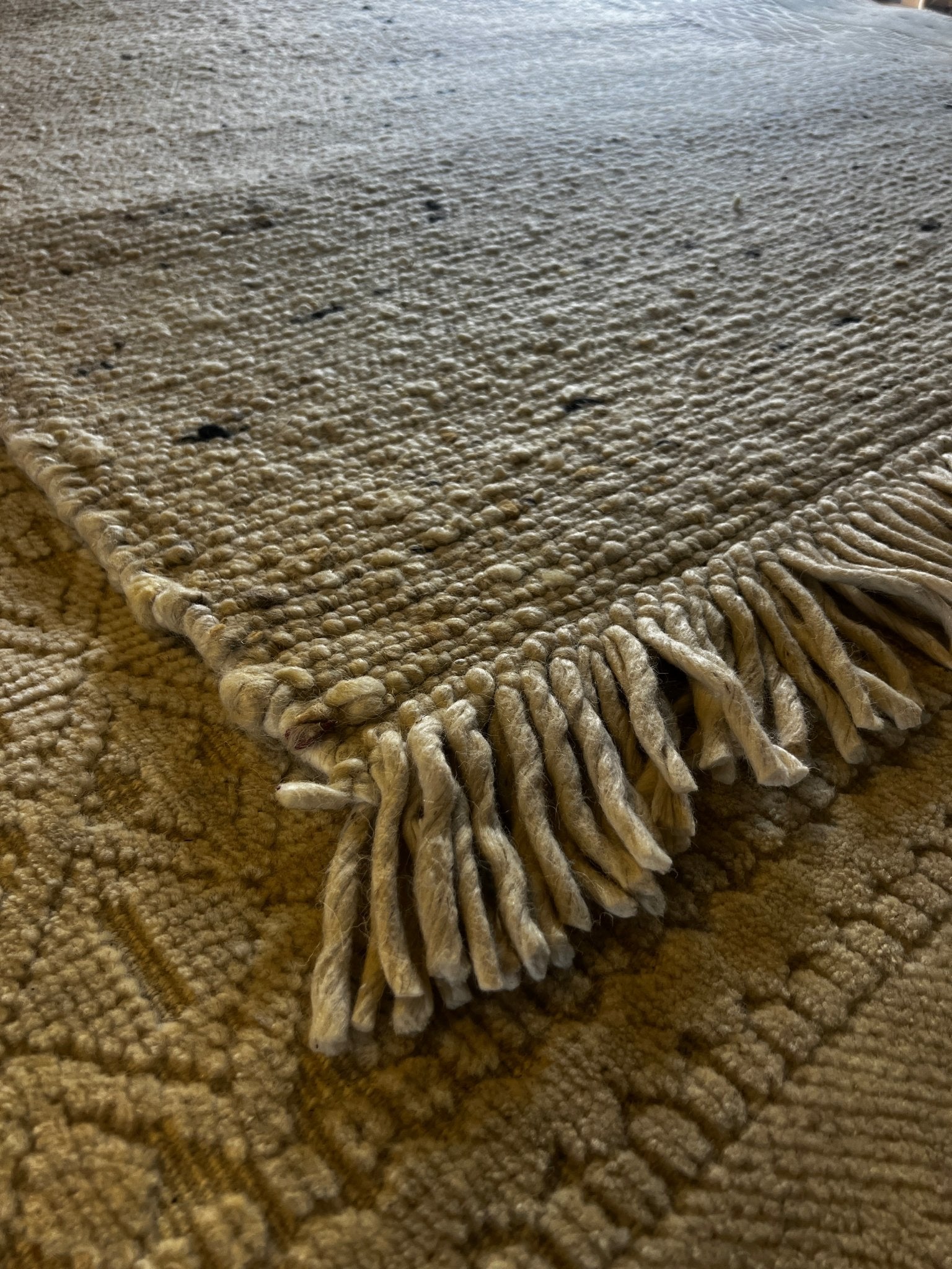 Hannah More 5.6x7.9 Handwoven Wool Durrie Natural Ivory Handcarded | Banana Manor Rug Factory Outlet