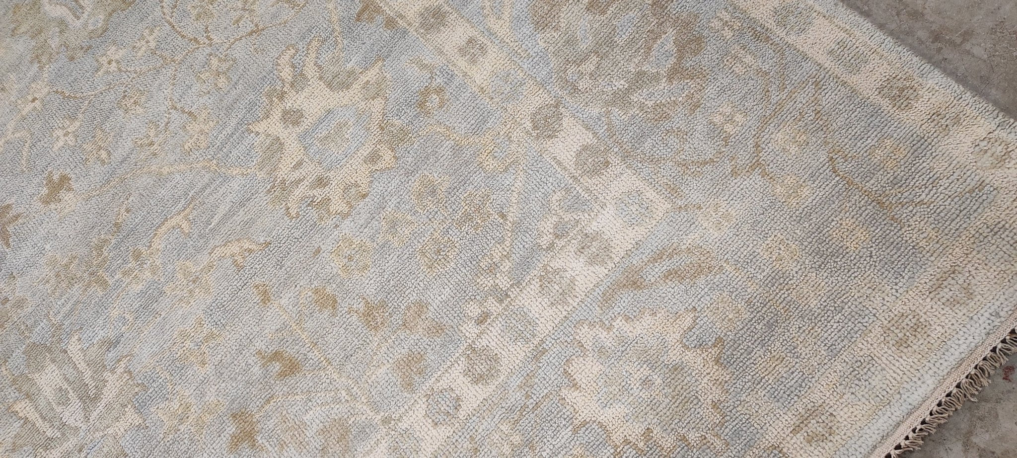 Hannah O'Hara Aqua Hand-Knotted Oushak Rug 8x9.9 | Banana Manor Rug Company