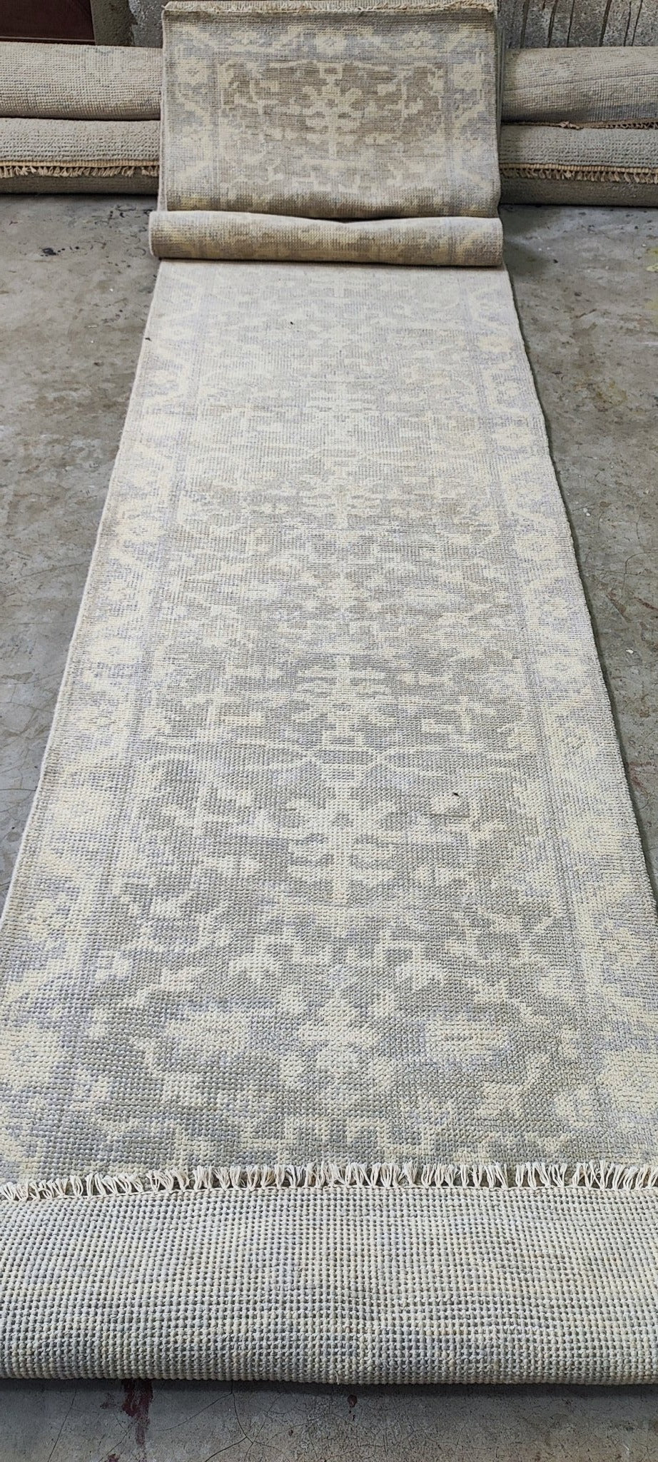 Hannah Welton 2.9x19 Hand Knotted Grey & Silver Turkish Oushak | Banana Manor Rug Factory Outlet
