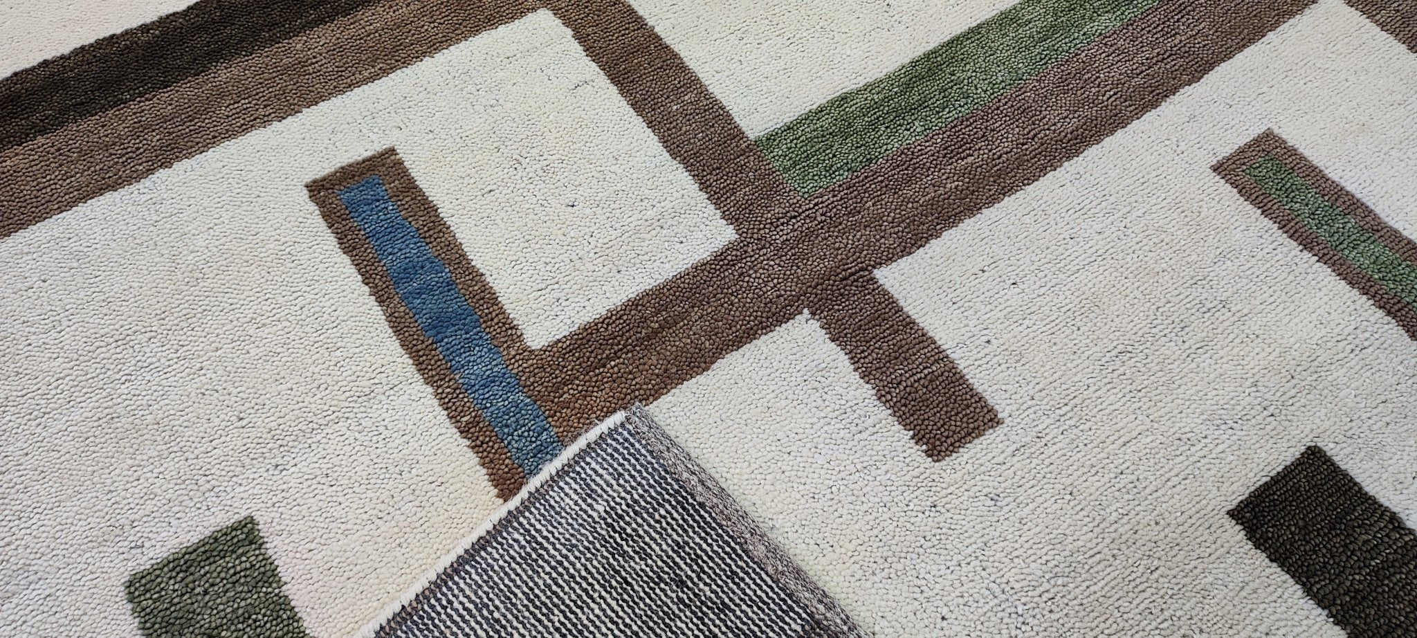 Hans Gruber 7.9x9.9 Hand-Knotted Beige & Brown Geometrical | Banana Manor Rug Factory Outlet