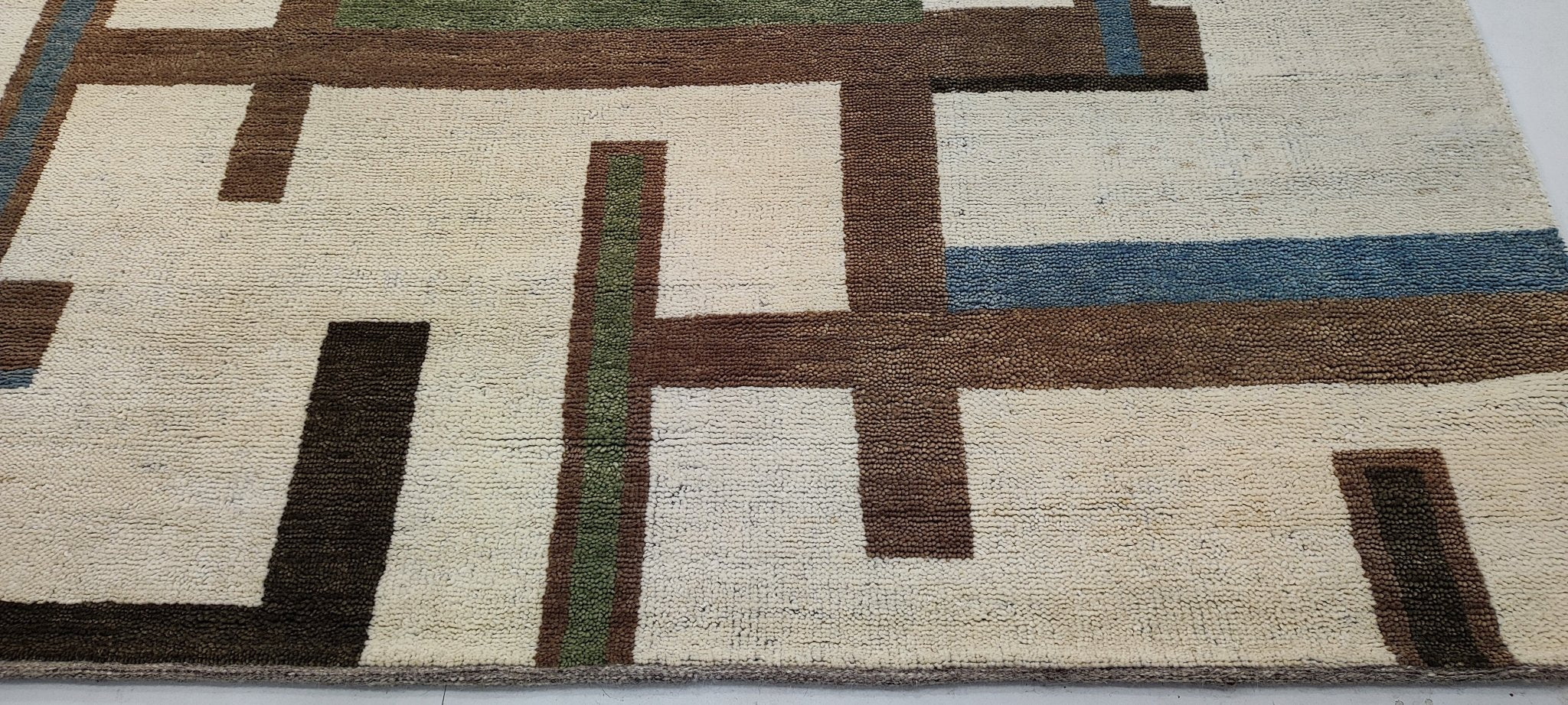 Hans Gruber 7.9x9.9 Hand-Knotted Beige & Brown Geometrical | Banana Manor Rug Factory Outlet
