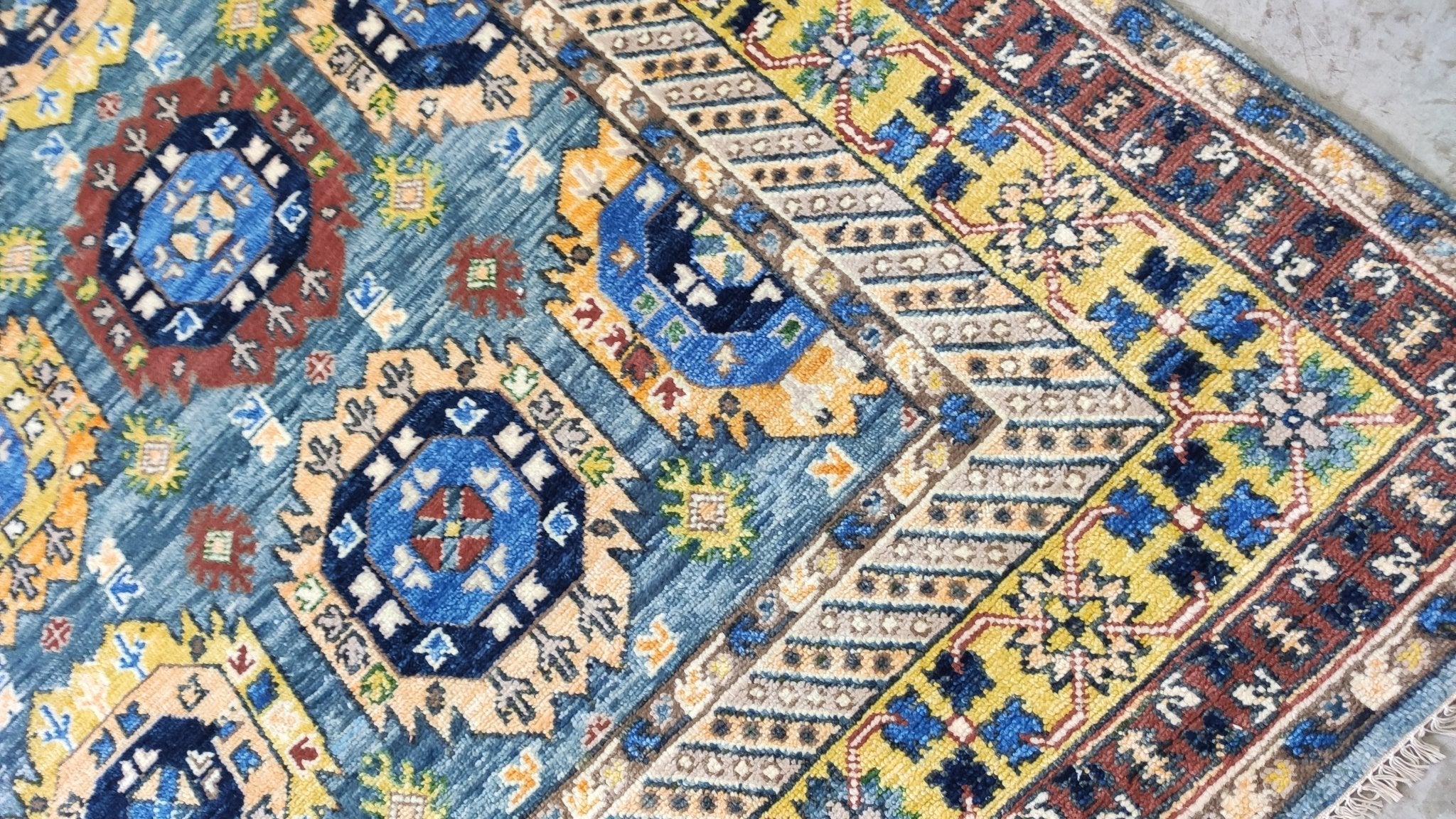 Harley 9x12 Blue and Gold Hand-Knotted Oushak Rug | Banana Manor Rug Company
