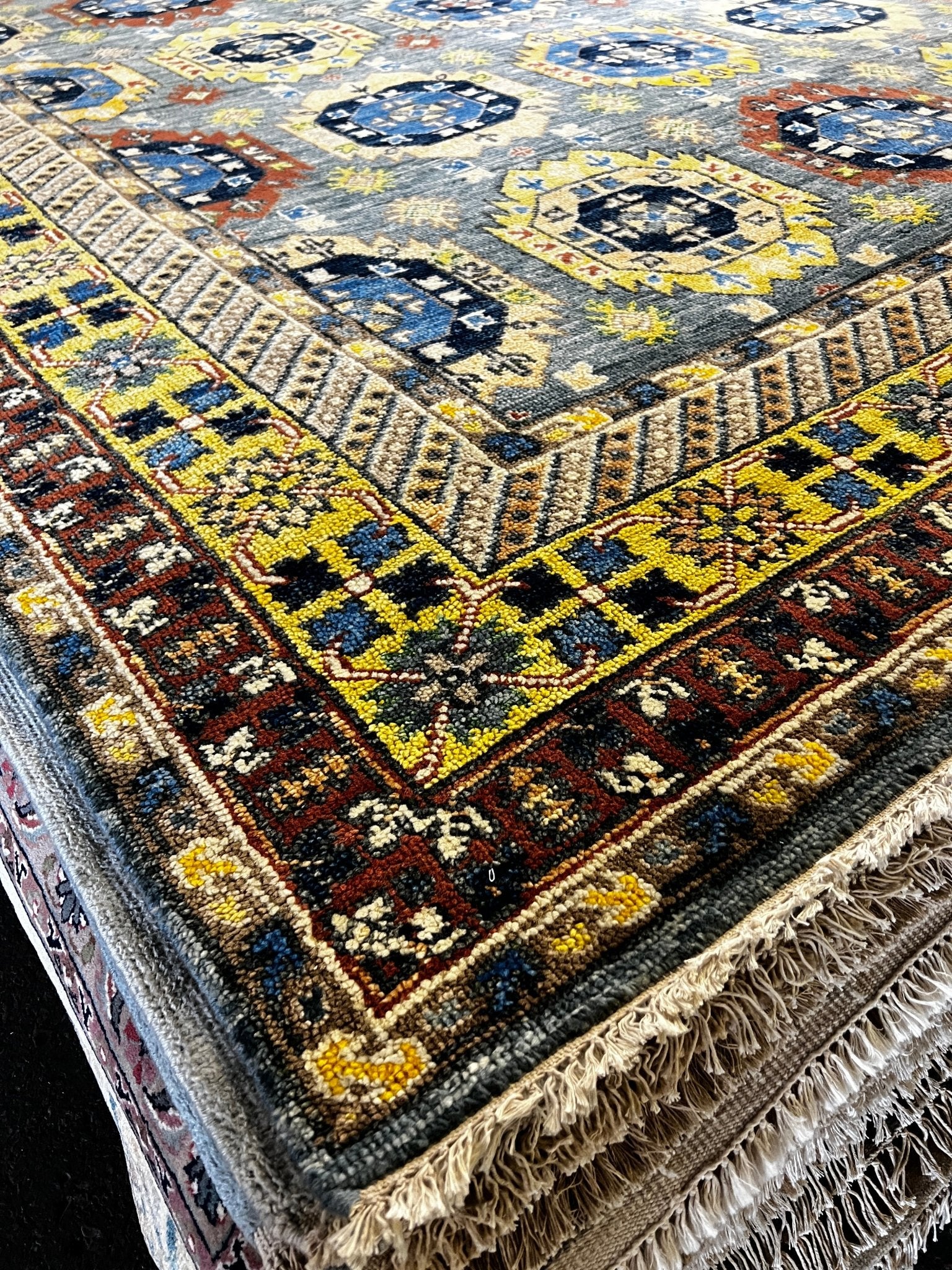 Harley 9x12 Blue and Gold Hand-Knotted Oushak Rug | Banana Manor Rug Company