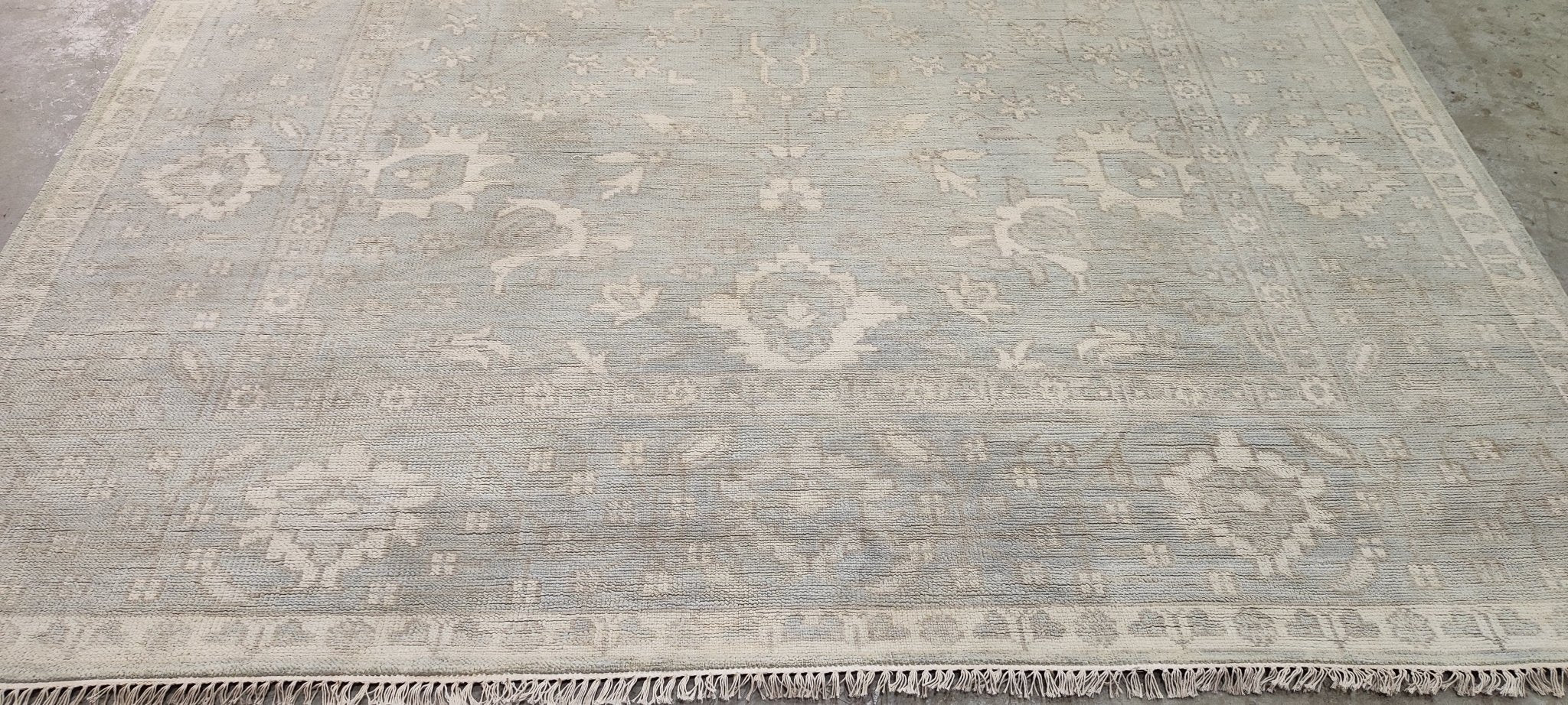 Harlow O'Hara Aqua Hand-Knotted Oushak Rug 8x10 | Banana Manor Rug Company