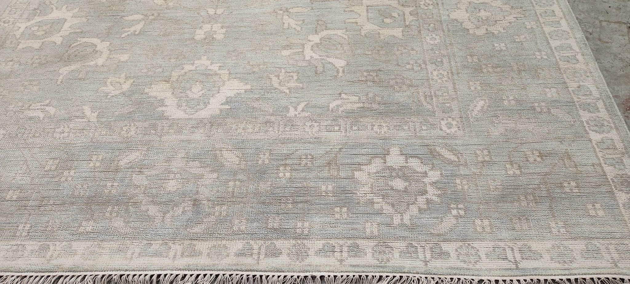 Harlow O'Hara Aqua Hand-Knotted Oushak Rug 8x10 | Banana Manor Rug Company