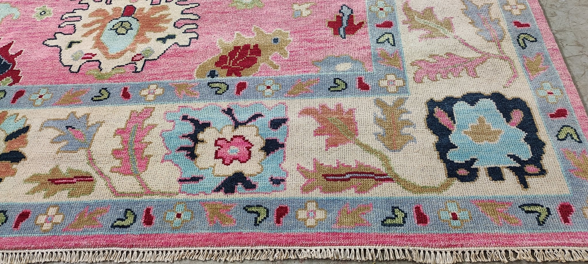 Harriet Bosse 9x12 Pink and Ivory Hand-Knotted Oushak Rug | Banana Manor Rug Company